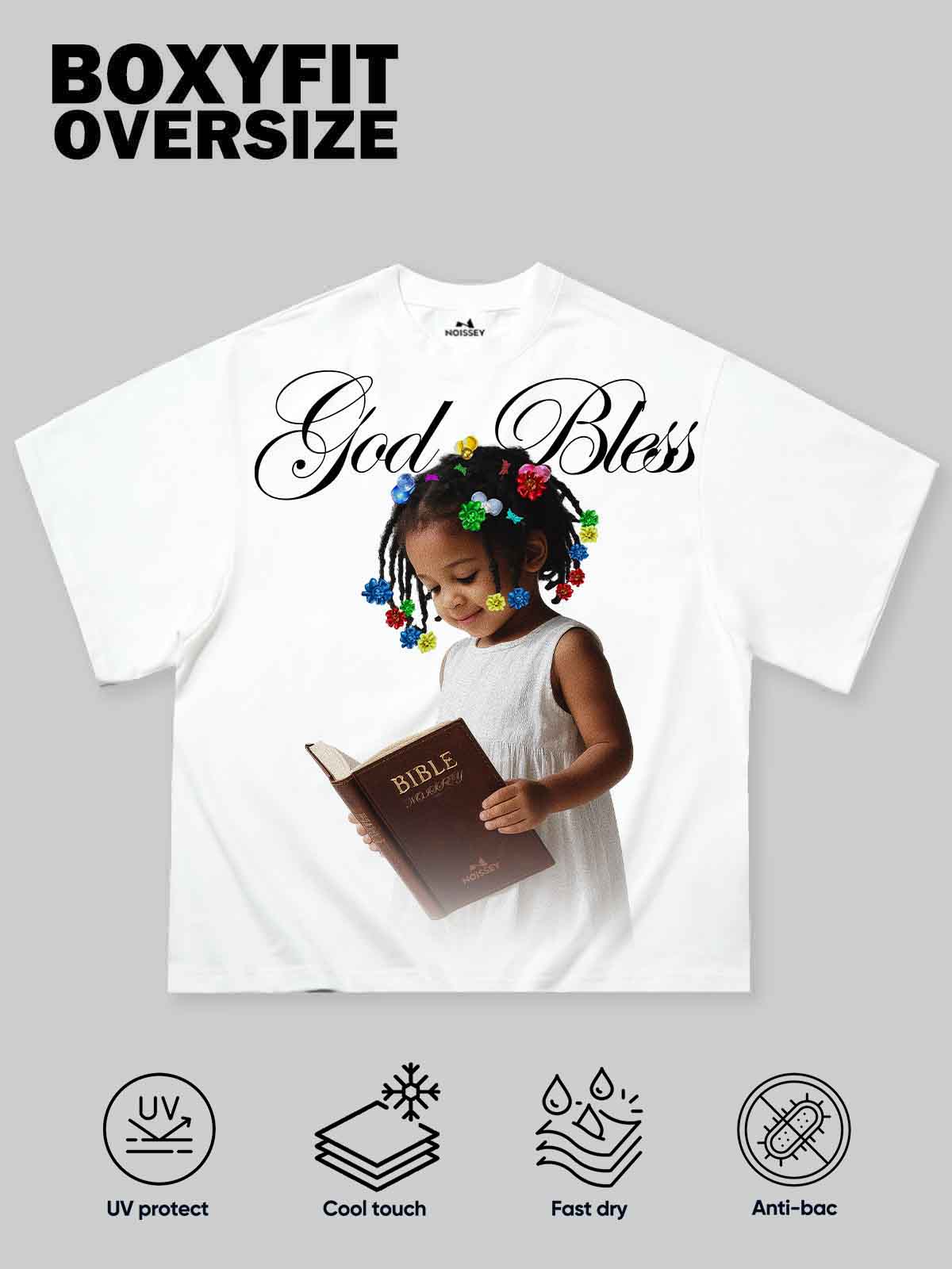 GOD BLESS Little Girl Print Boxy Oversized T-shirt