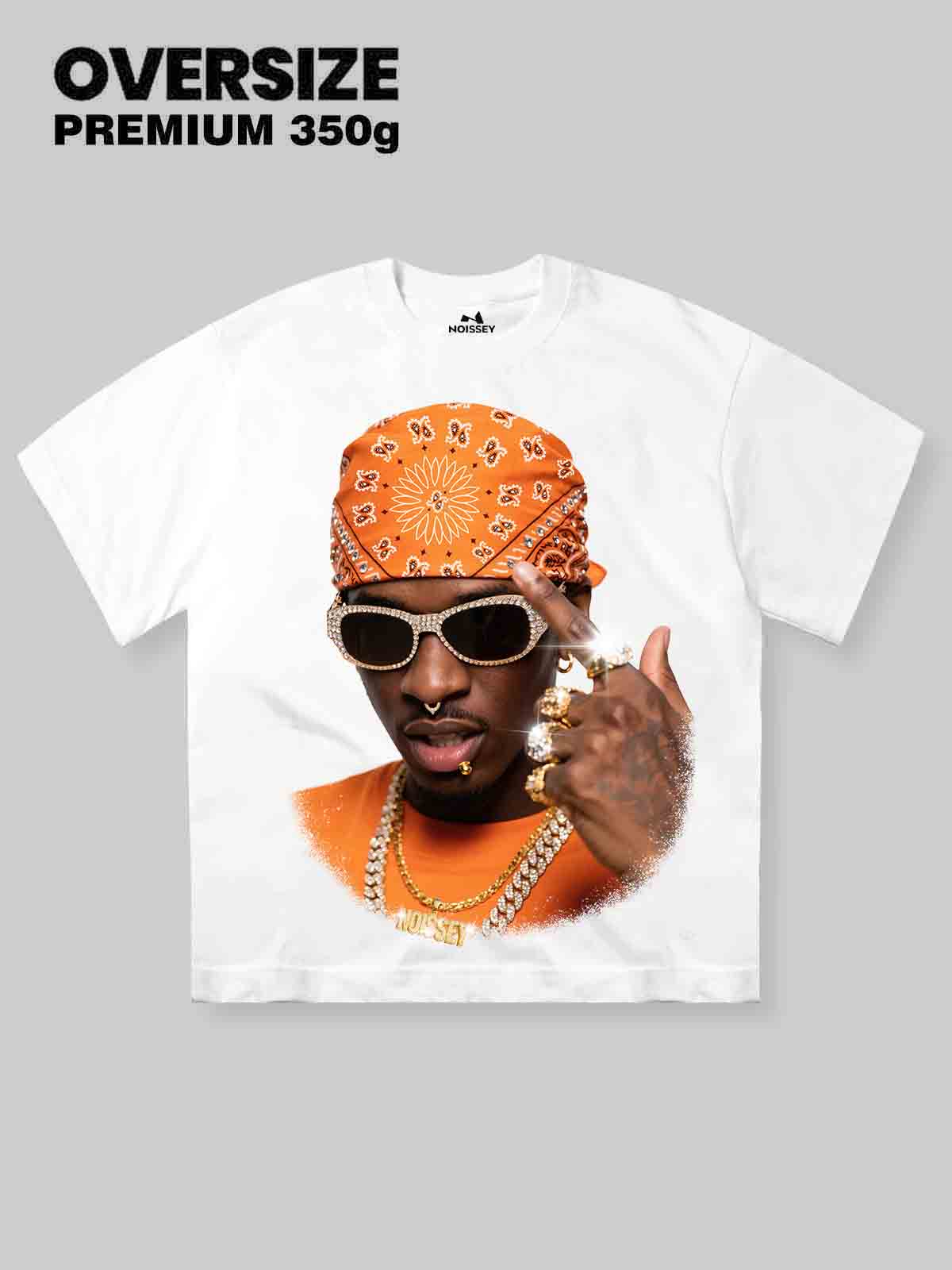 High quality Orange Paisley Bandana Diamond Sunglasses Street Print 350g T-shirt