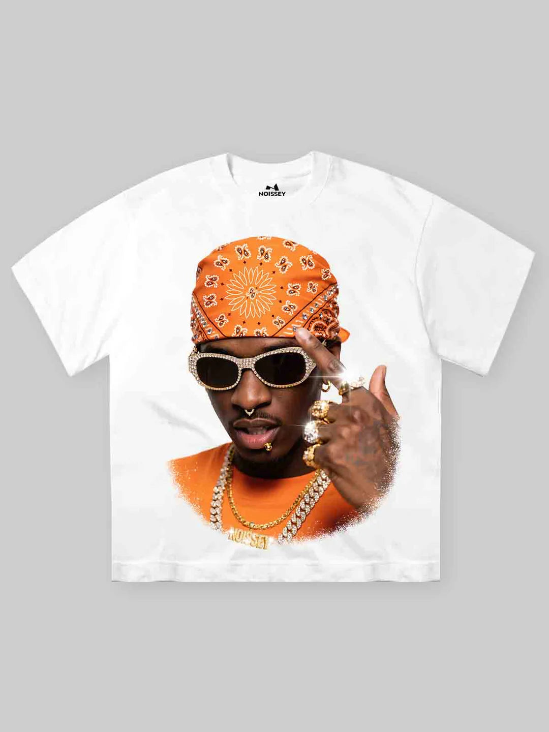 High quality Orange Paisley Bandana Diamond Sunglasses Street Print 350g T-shirt