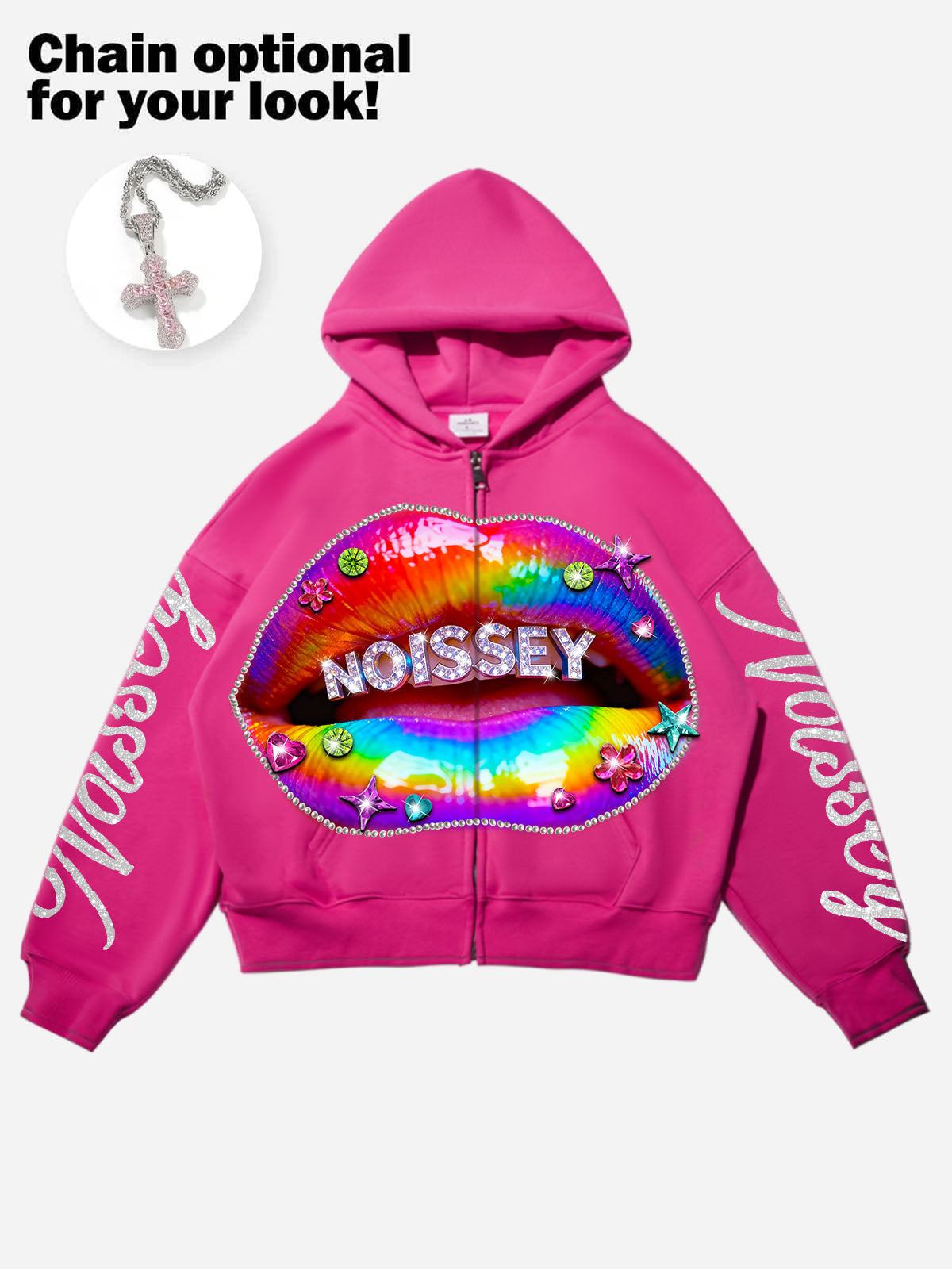 Rainbow Lip Grills Pink Warm Hoodie