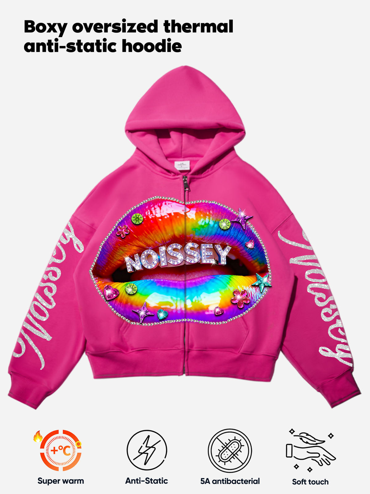 Rainbow Lip Grills Pink Warm Hoodie