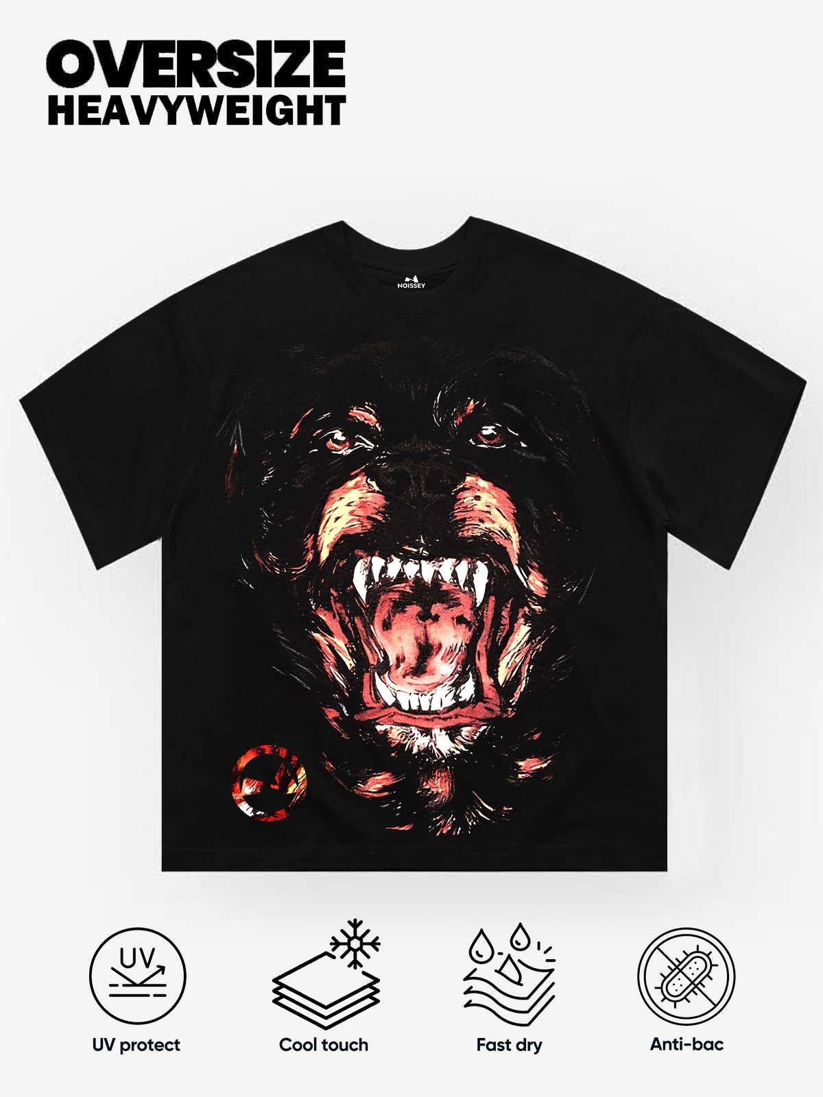 NOISSEY "FEROCIOUS HOUND" DARK ART PRINT - OVERSIZED GRAPHIC TEE