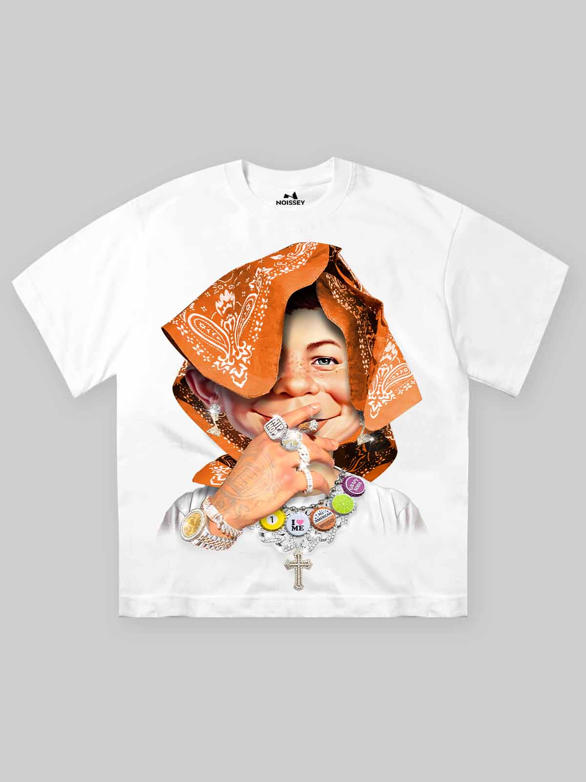 Bad Boy with Headscarf Covered Print T-shirt