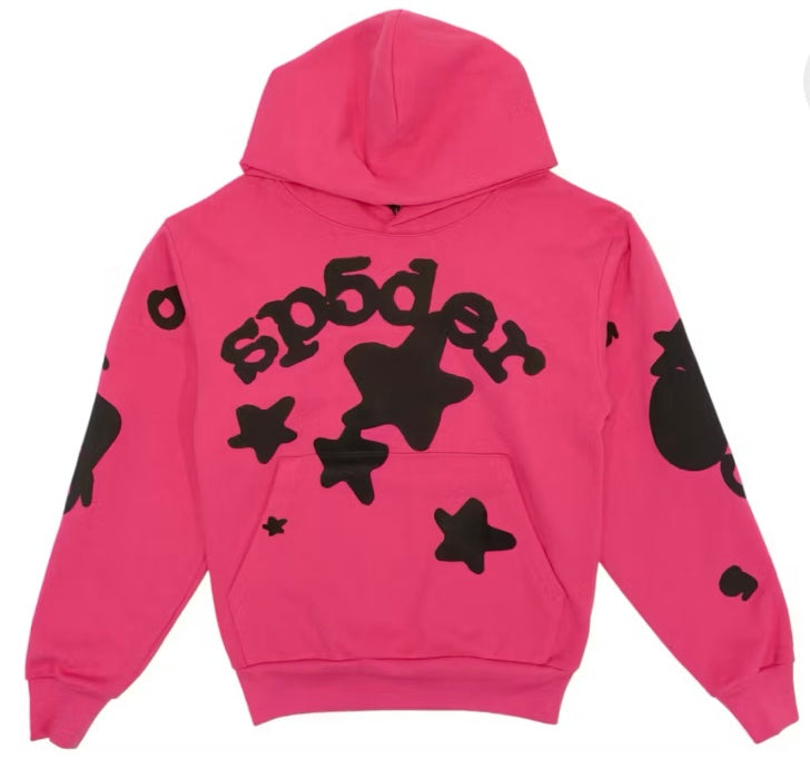 Sp5der Hoodie Pink Black Star