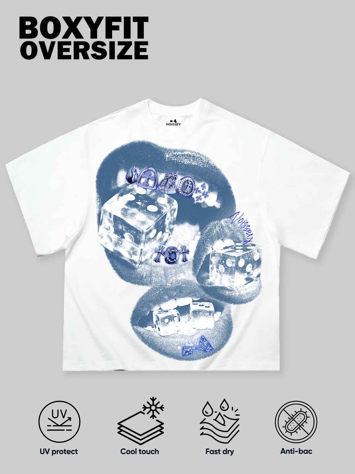 Blue Screen Grills Print Boxy Oversized T-shirt