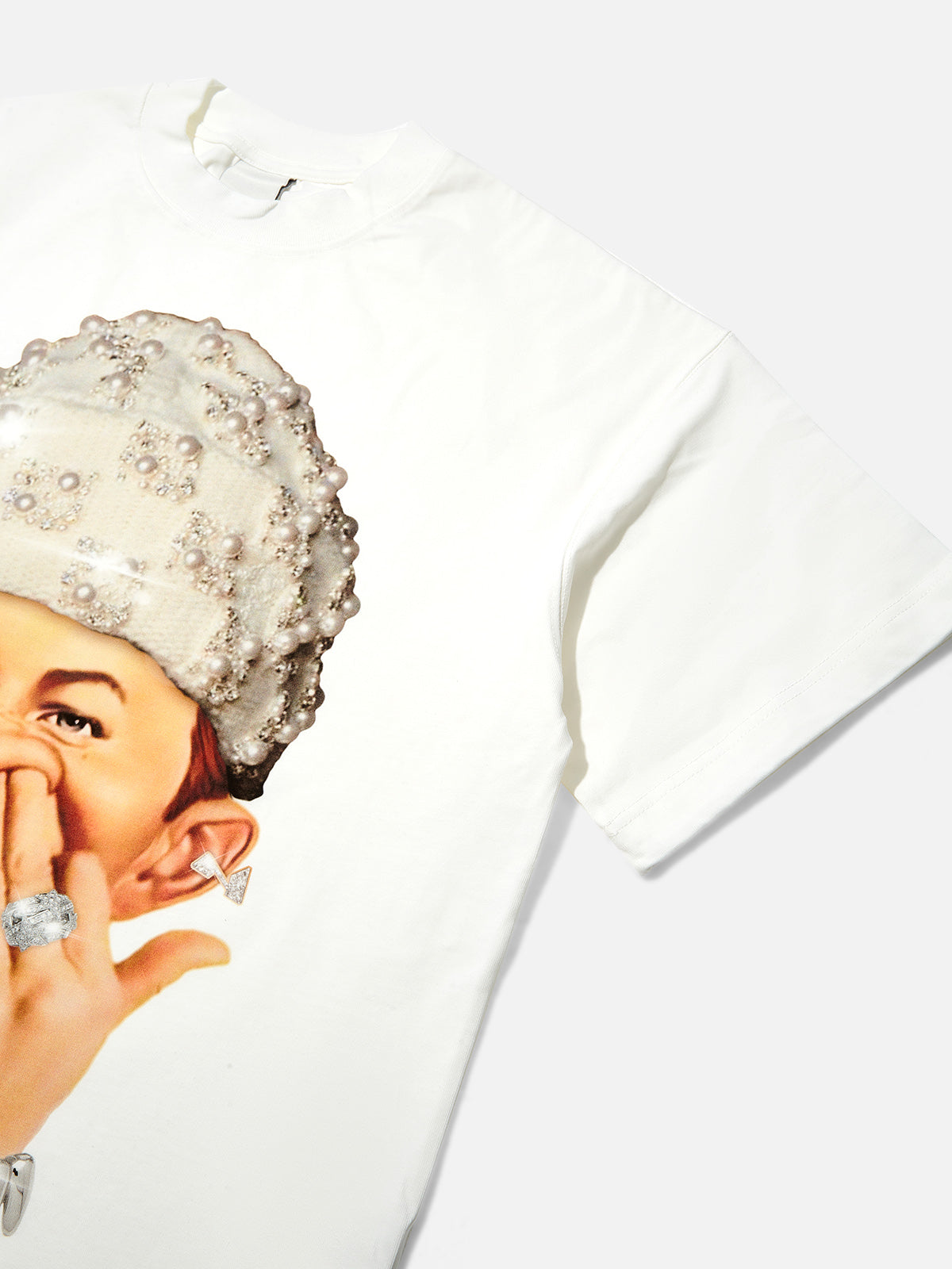 High-Quality Bad Boy Headband Pearl Hat Design 310g T-shirt