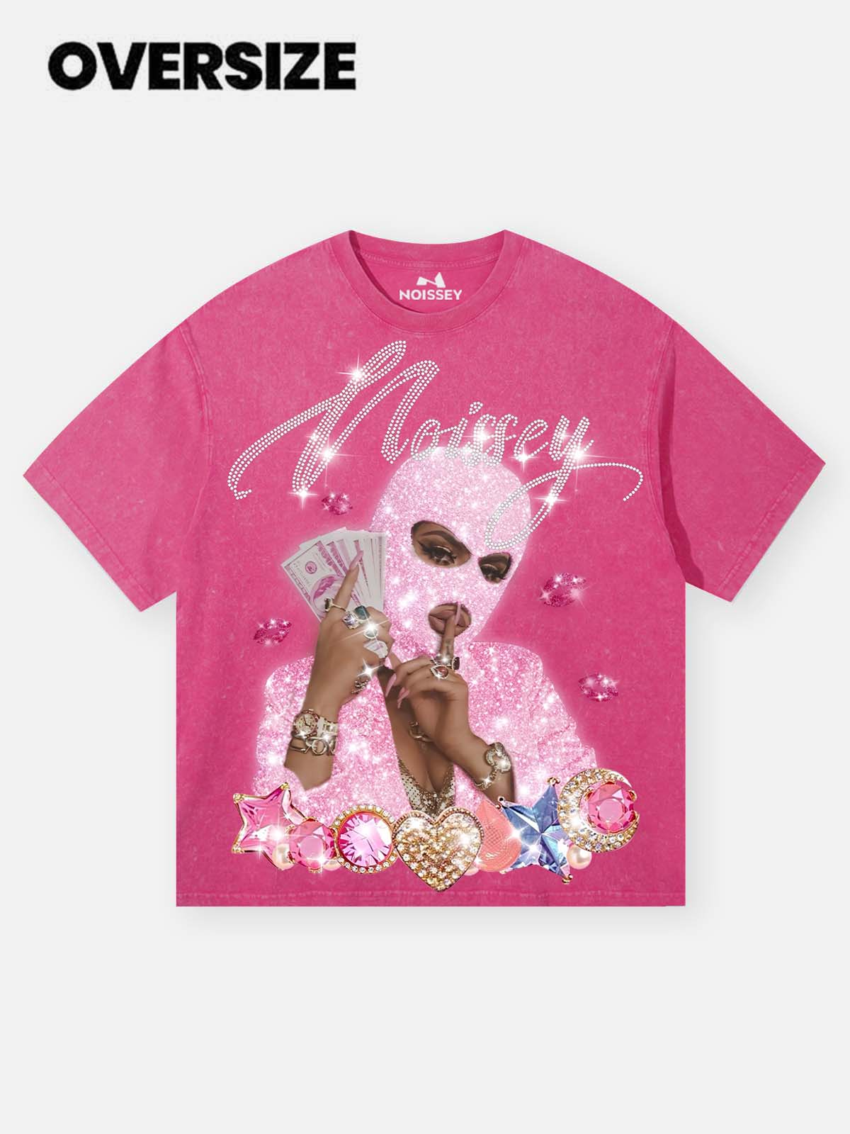 Balaclava Girl Holding Money & Power Print T-shirt