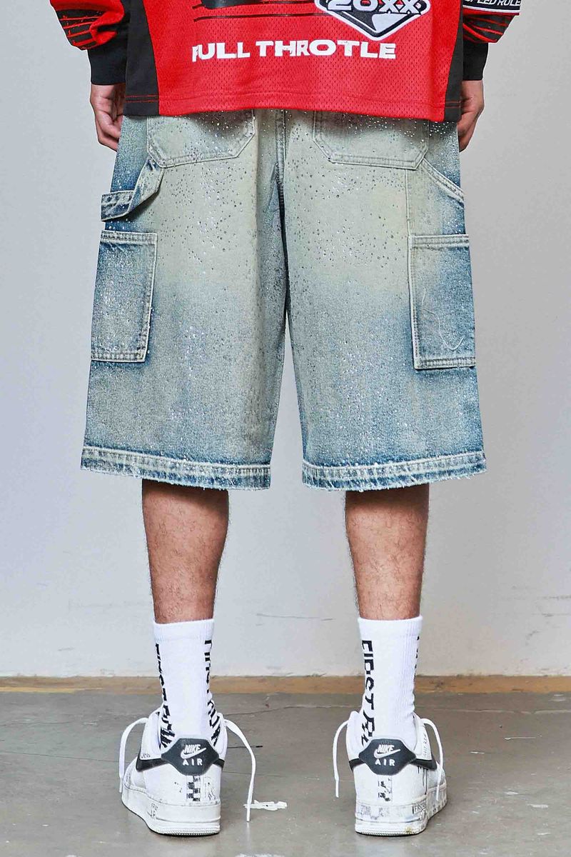 First Row Denim Rhinestone Shorts 'Blue'
