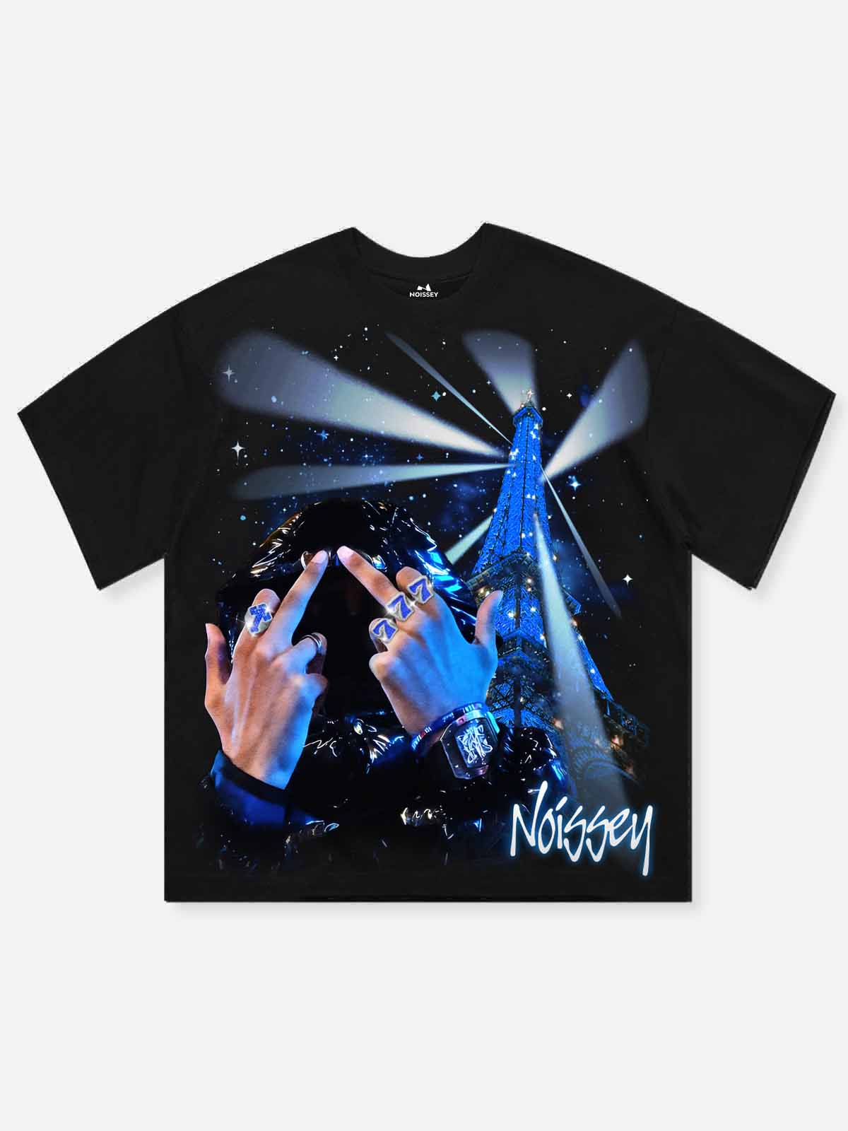 NOISSEY "Midnight Eiffel" Parisian Night Art Print T-Shirt - Onyx Black