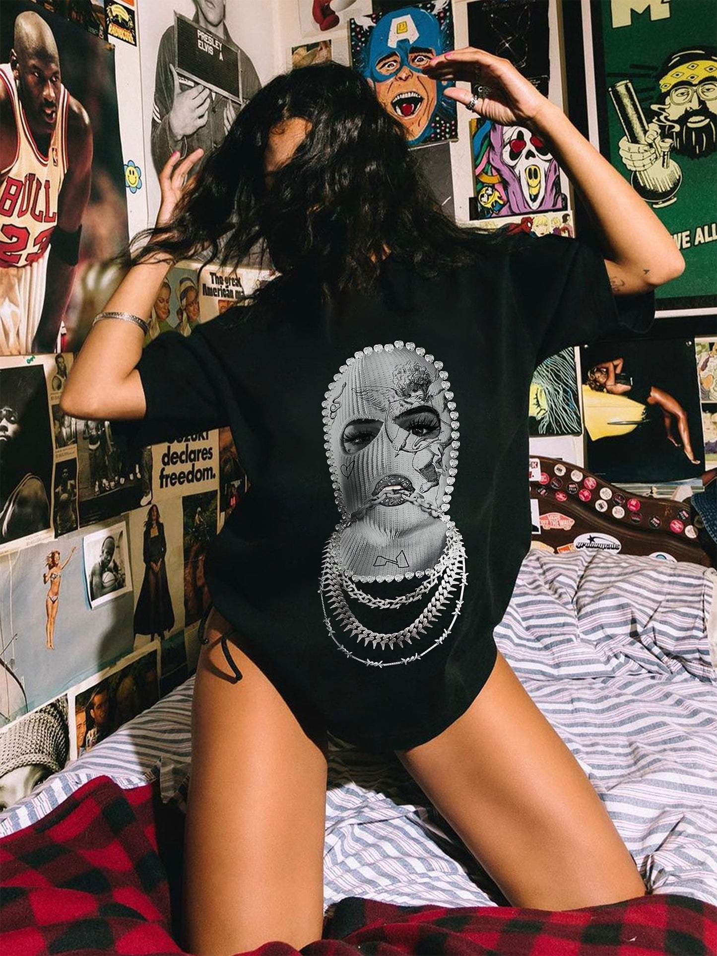 BOUNCE BACK© Mask necklace print T-shirt