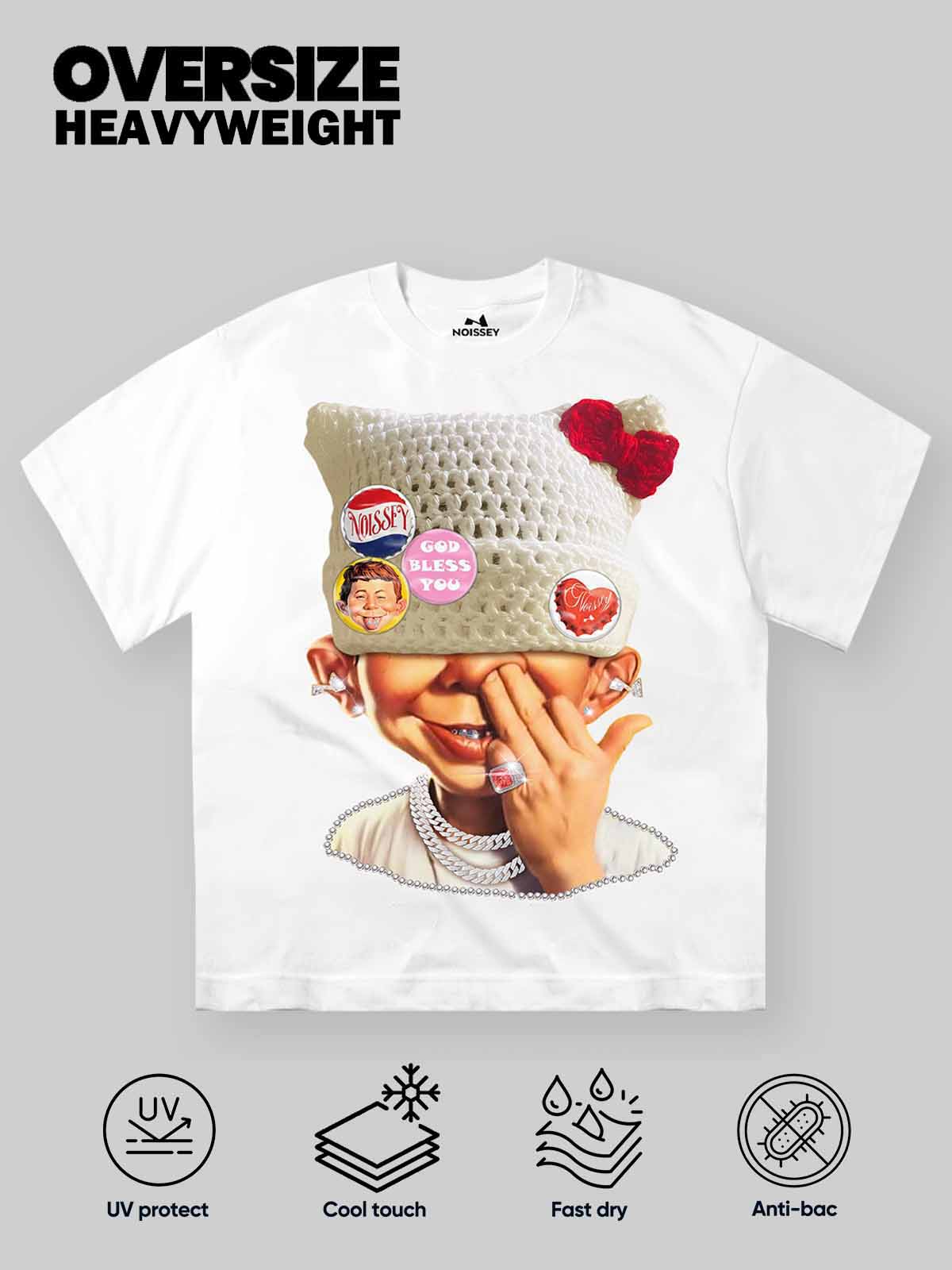 Badge DIY! bad boy's woolen hat print T-shirt