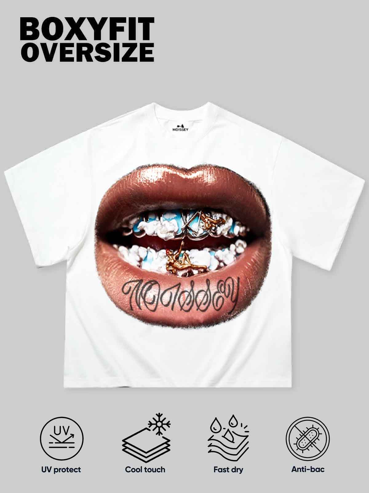 Boxy Oversized T-shirt - Golden Grills Figure Print