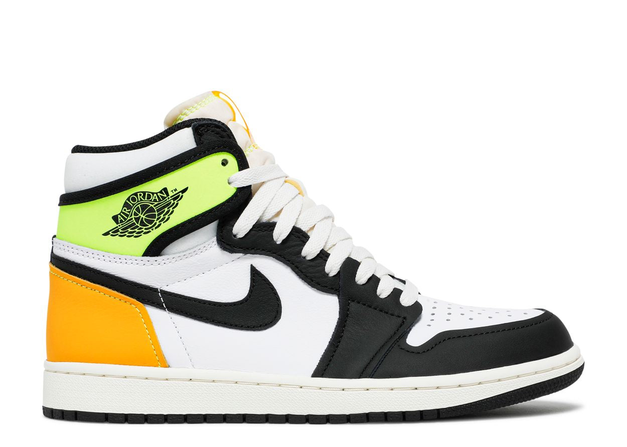Jordan 1 Retro High Blanc Noir Volt Université Or