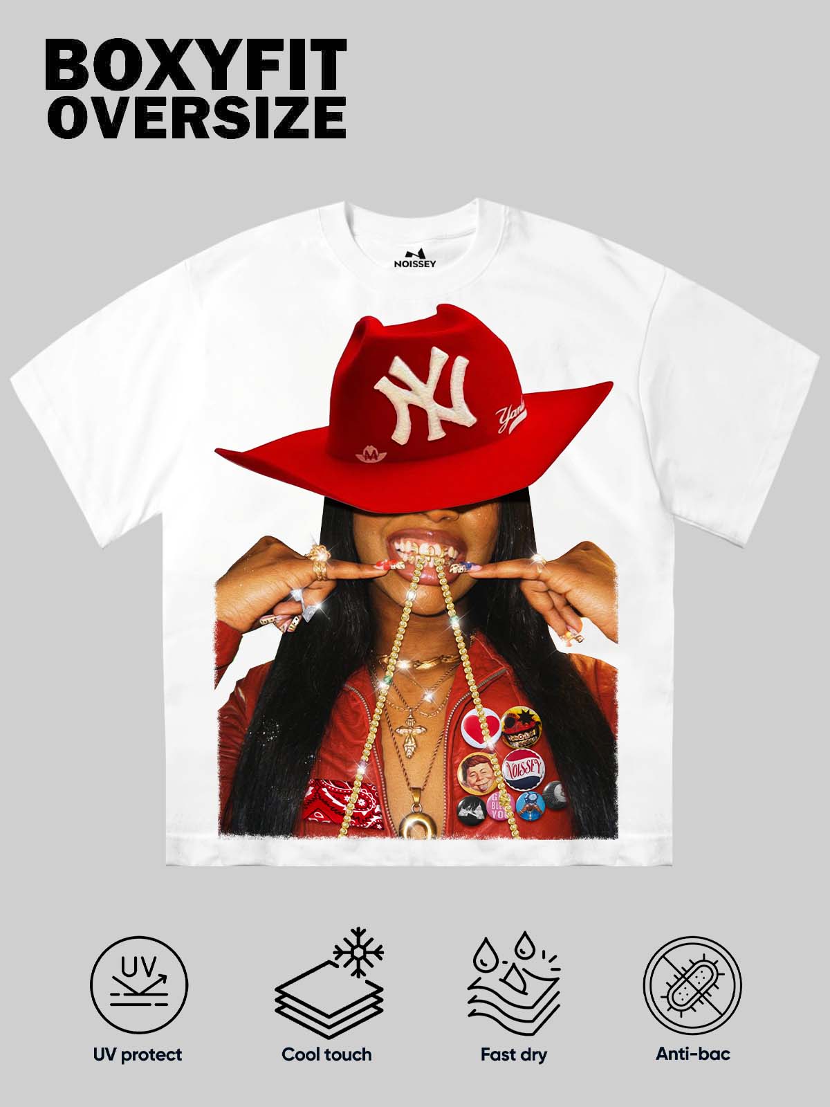 Street Girl with Red Cowboy Hat Print T-shirt