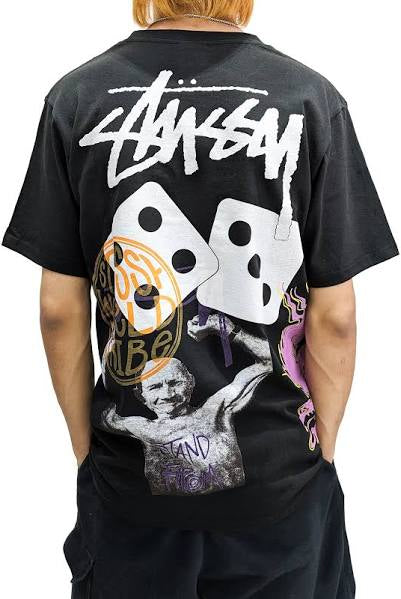 Stüssy T-shirt black strike pig. Dyed