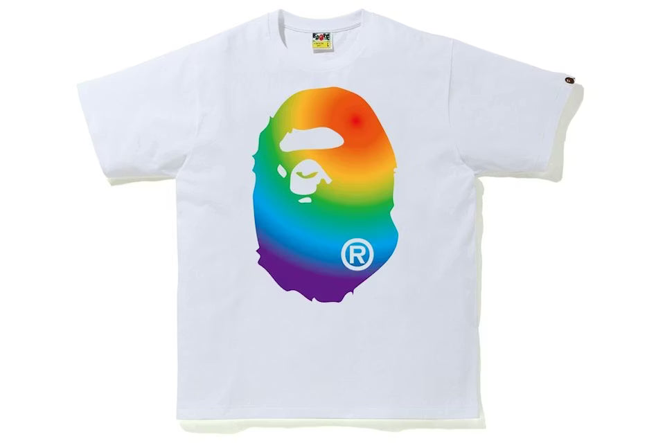Bape Big Head Rainbow White Tee