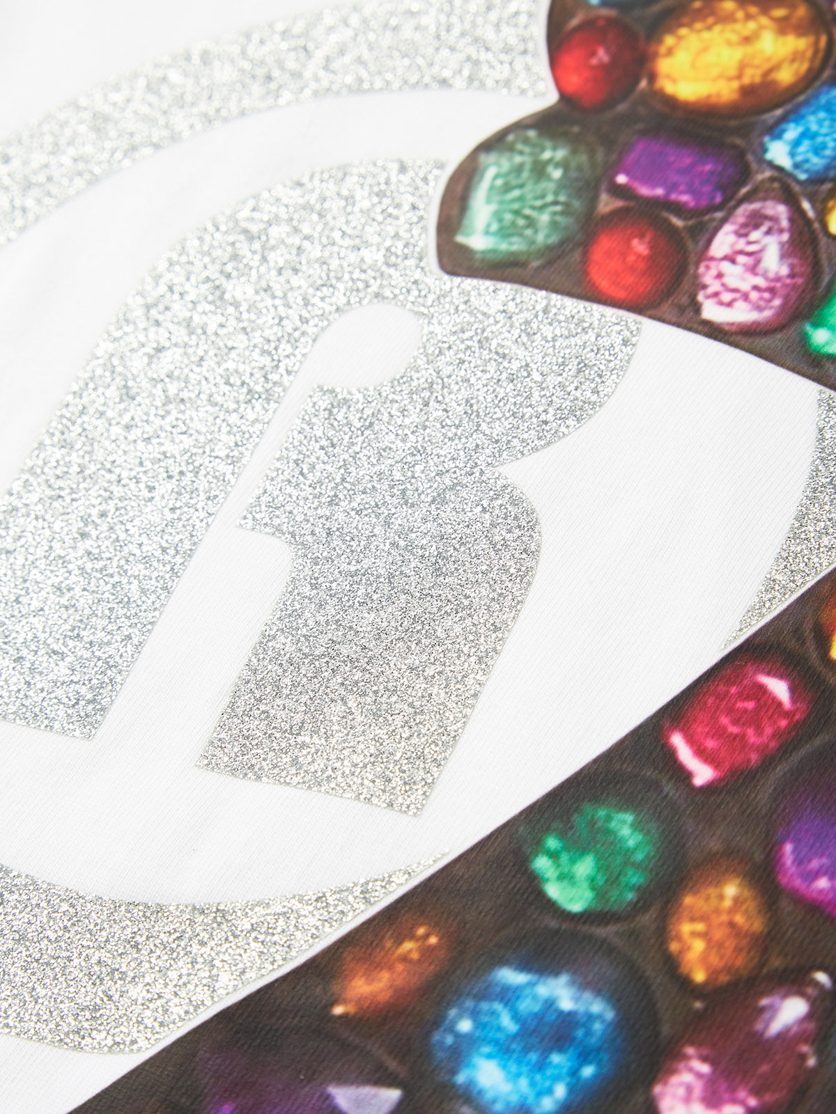 BOUNCE BACK© Gemstone cross shimmering text print T-shirt