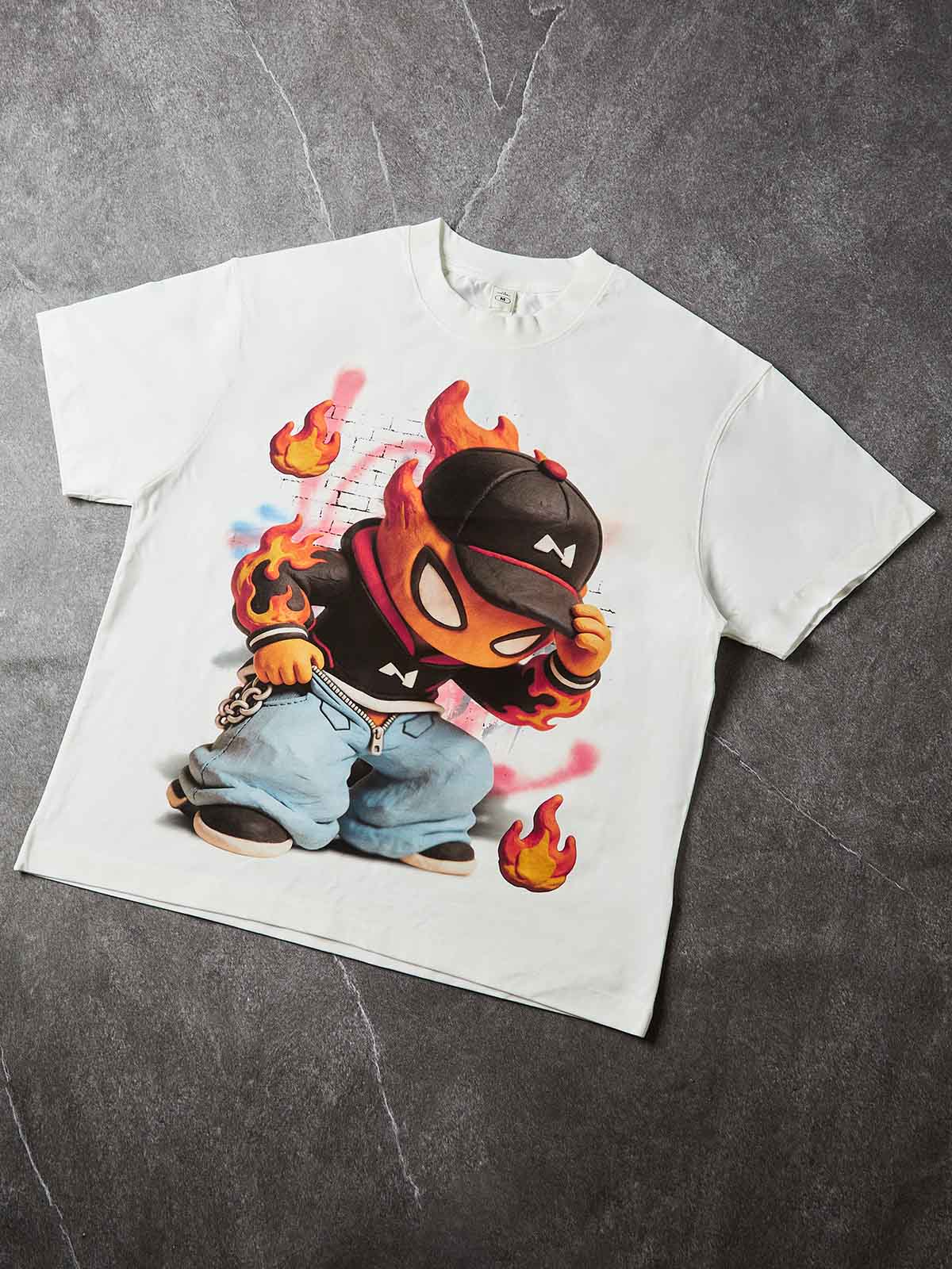 NOISSEY "Clay Graffiti Igniter" White Tee - Oversized Heavyweight Graphic T-Shirt