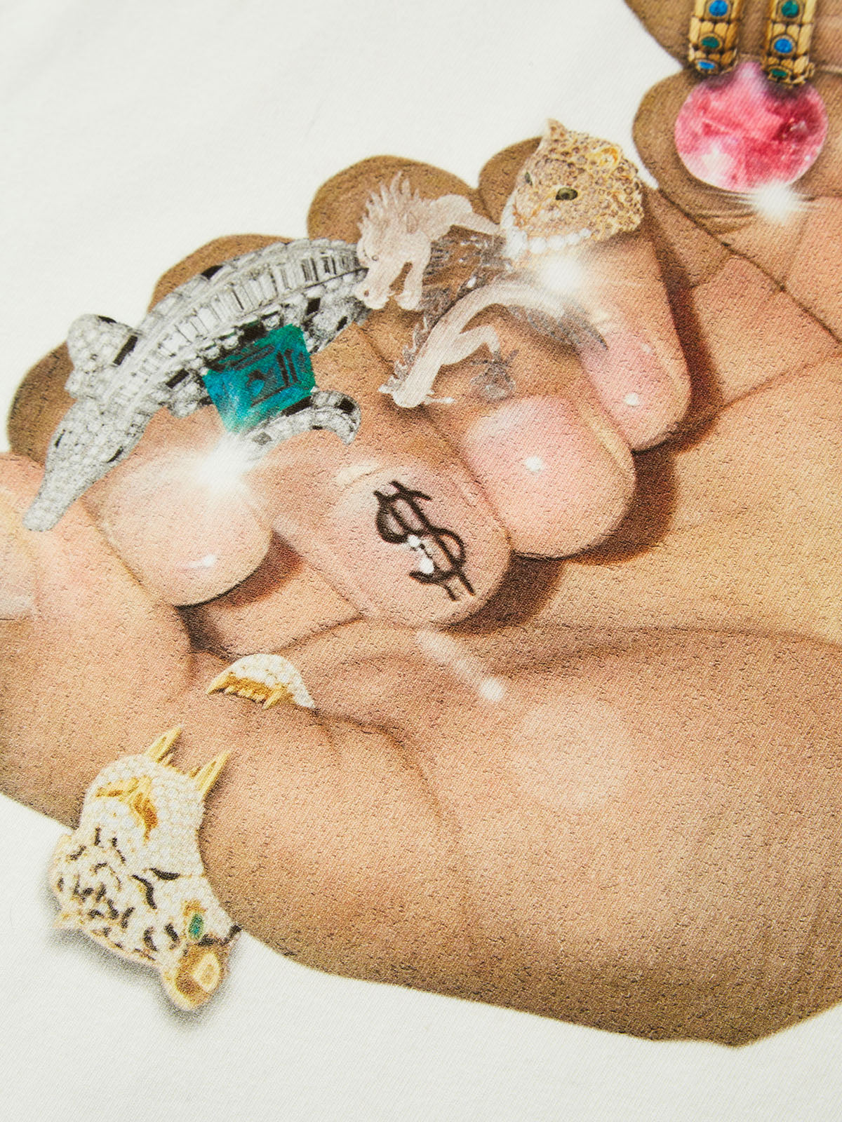 Finger Graffiti Diamond Ring Printed baby tee