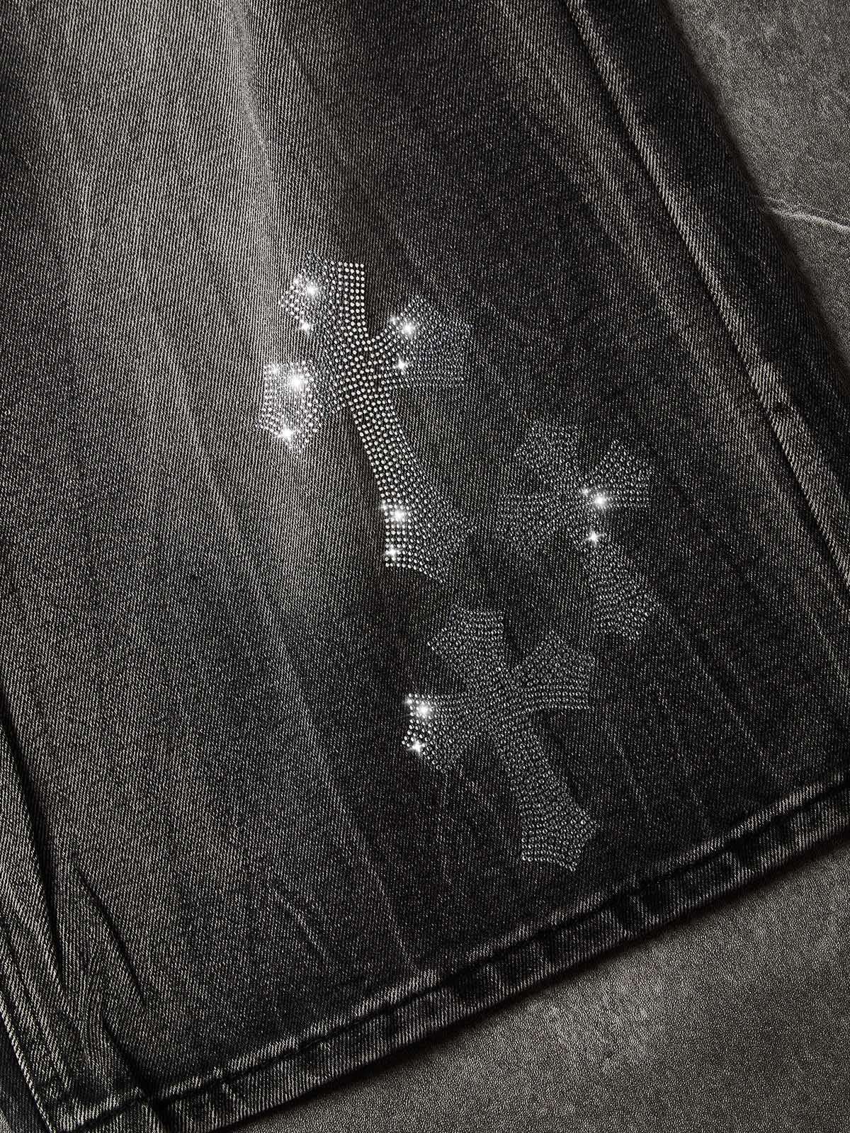 NOISSEY "Galactic Constellation" Asymmetric Gothic Cross Denim Jorts 2 Colors