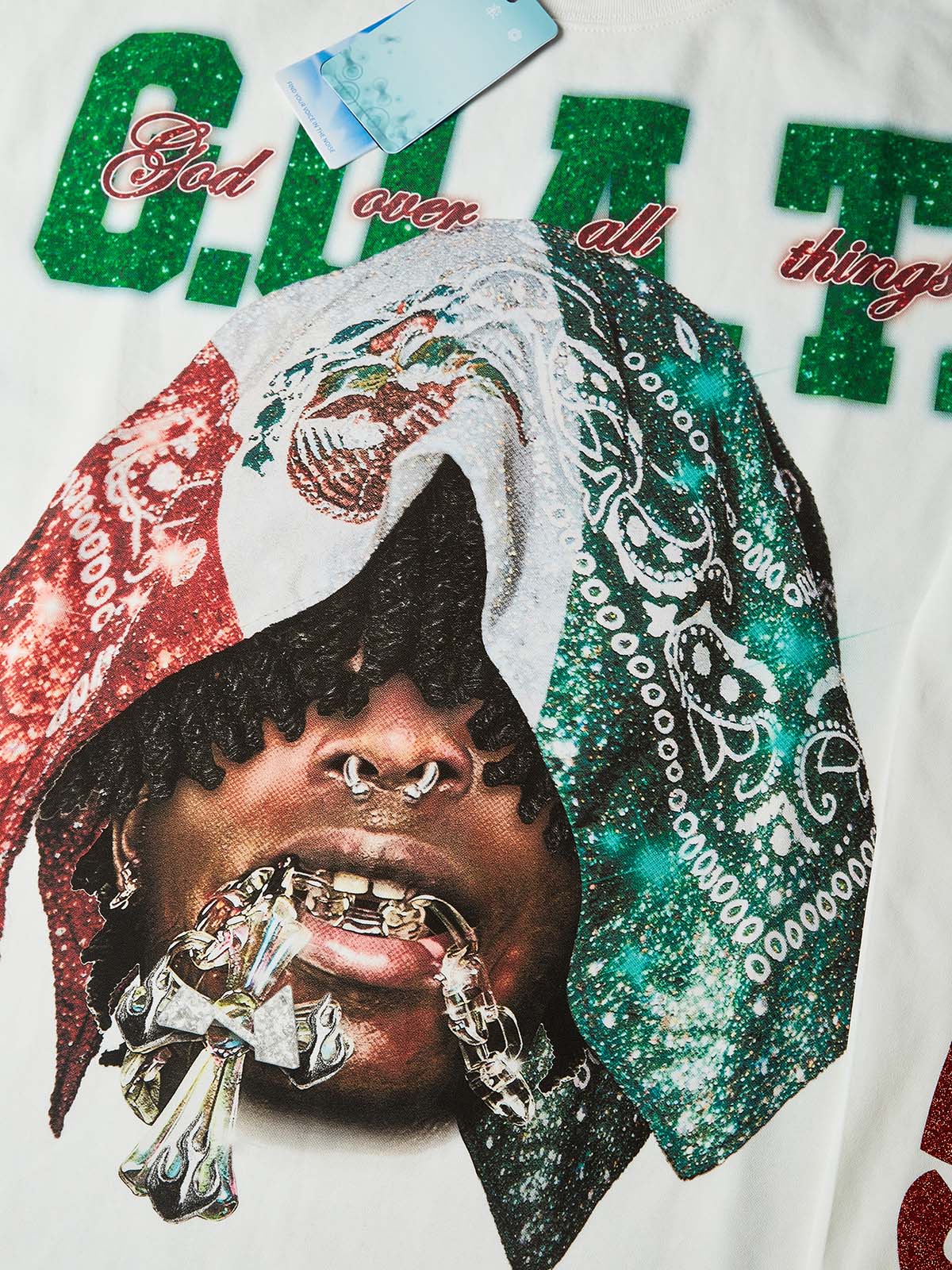 NOISSEY "Sovereign G.O.A.T." Sparkling Dual-Tone Paisley Bandana Biting Cross Heavyweight Long Sleeve