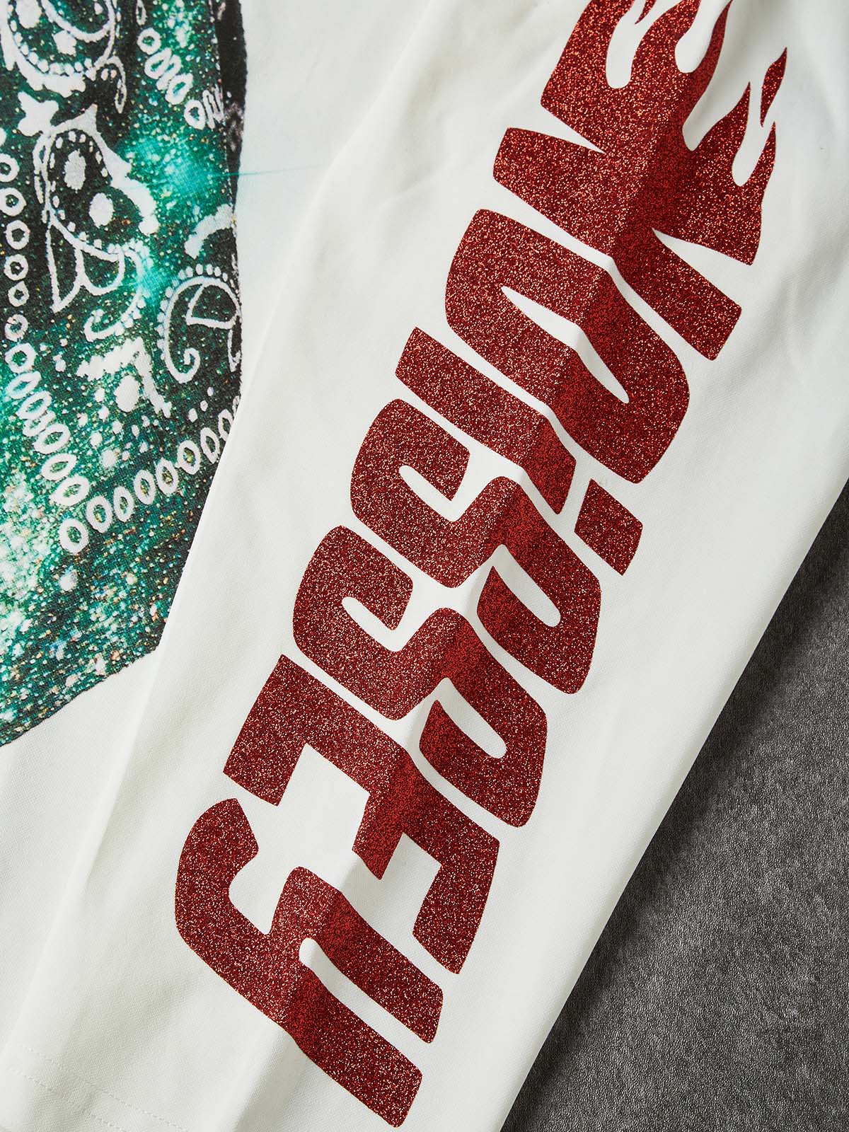 NOISSEY "Sovereign G.O.A.T." Sparkling Dual-Tone Paisley Bandana Biting Cross Heavyweight Long Sleeve