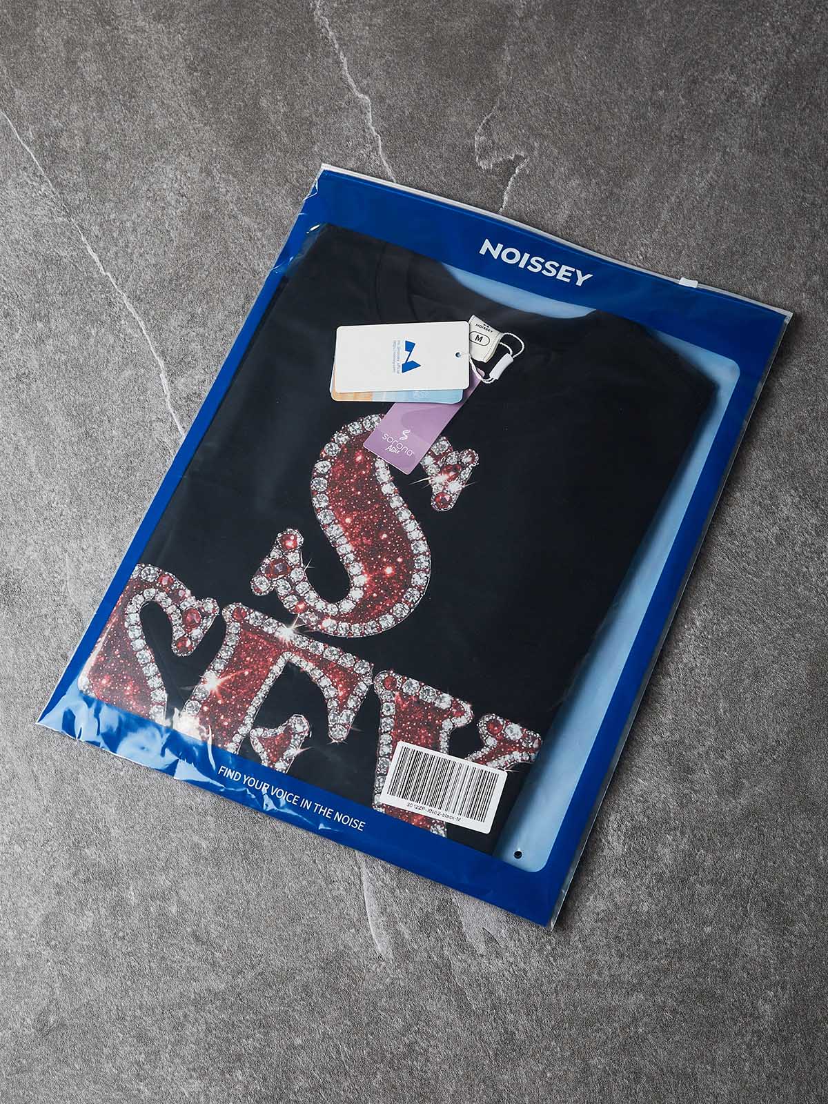 NOISSEY "SEX" Red Rhinestone Stacked Cross Graphic Loose Sleeveless Tank Top