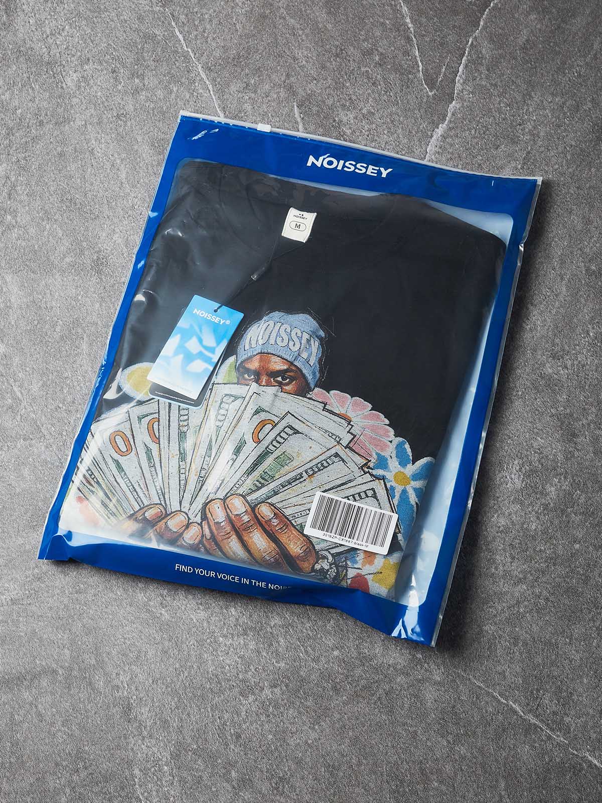 NOISSEY "It Was All A Dream" Hand-Drawn Cash Portrait & Graffiti Flowers Long Sleeve Tee Two Colors