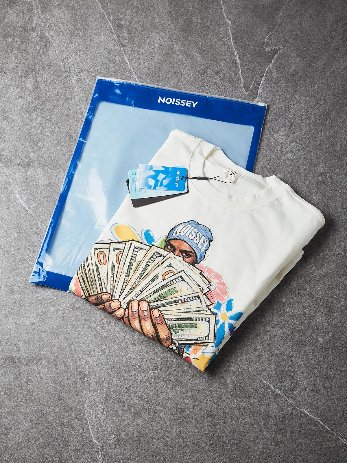 NOISSEY "It Was All A Dream" Hand-Drawn Cash Portrait & Graffiti Flowers Long Sleeve Tee Two Colors