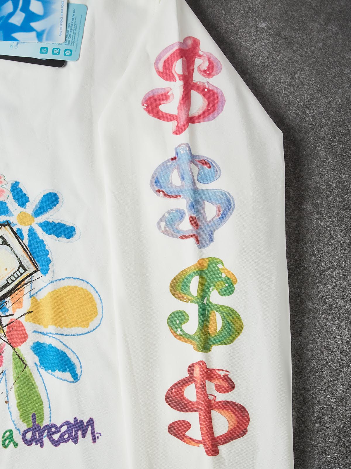 NOISSEY "It Was All A Dream" Hand-Drawn Cash Portrait & Graffiti Flowers Long Sleeve Tee Two Colors