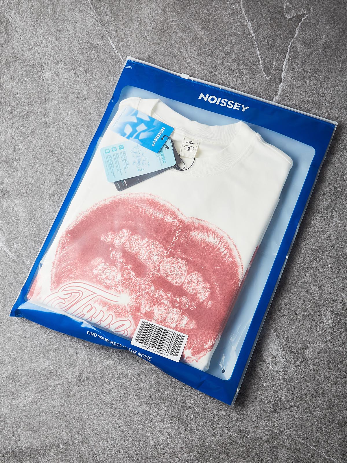 NOISSEY "True Love" Diamond Grillz & Cross Lips Graphic Long Sleeve Tee