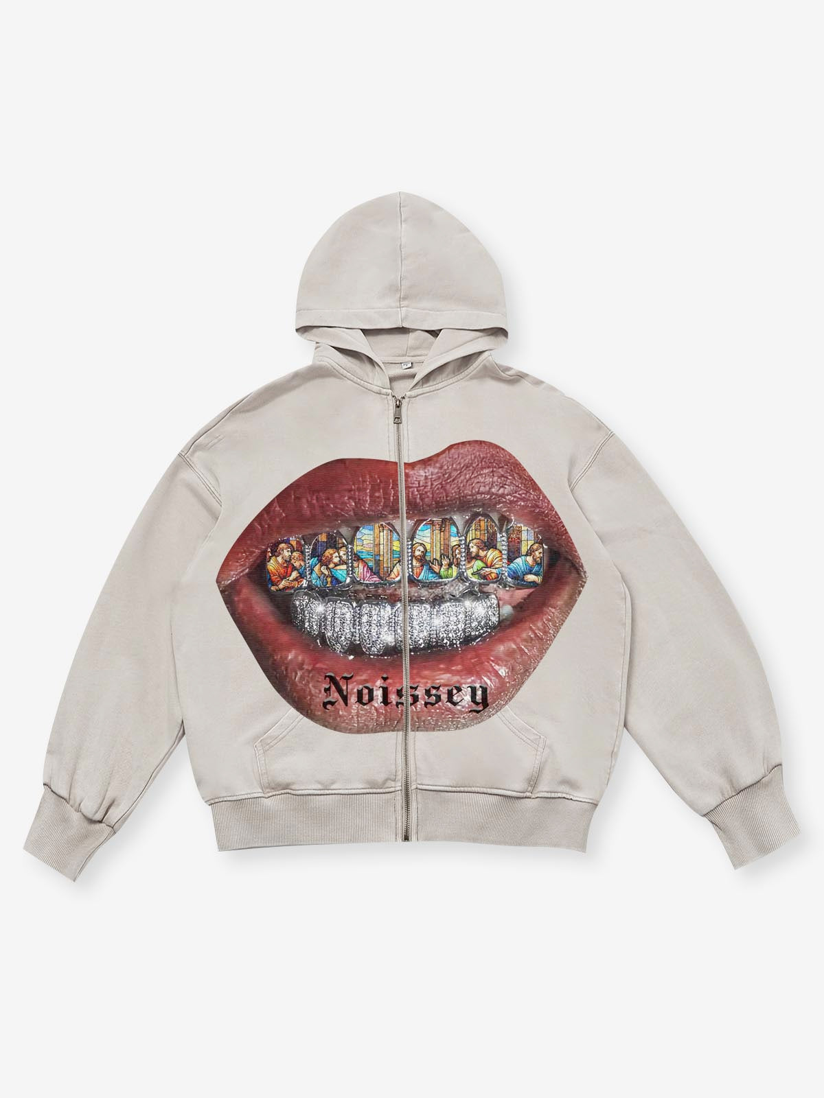 Religious Stained Glass Diamond Grill Print Zip-up 350g Hoodie