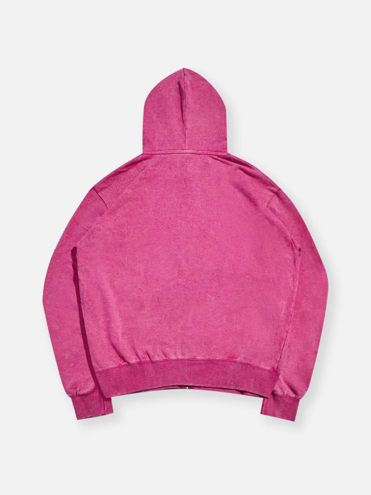 Black & White Diamond Cartoon girl 370g Pink Washed zip-up hoodie