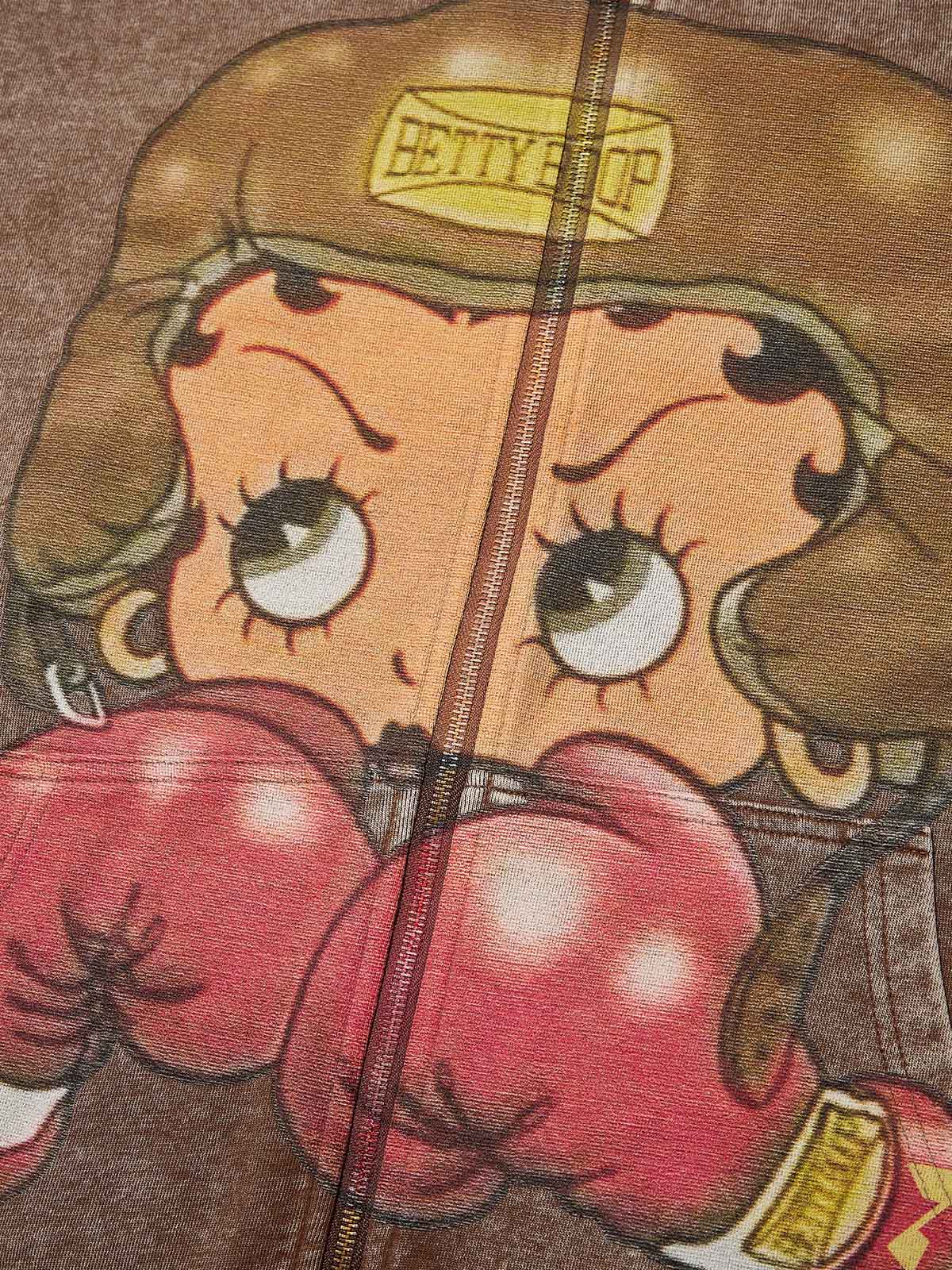 Cartoon girl Boxing Print Hoodie