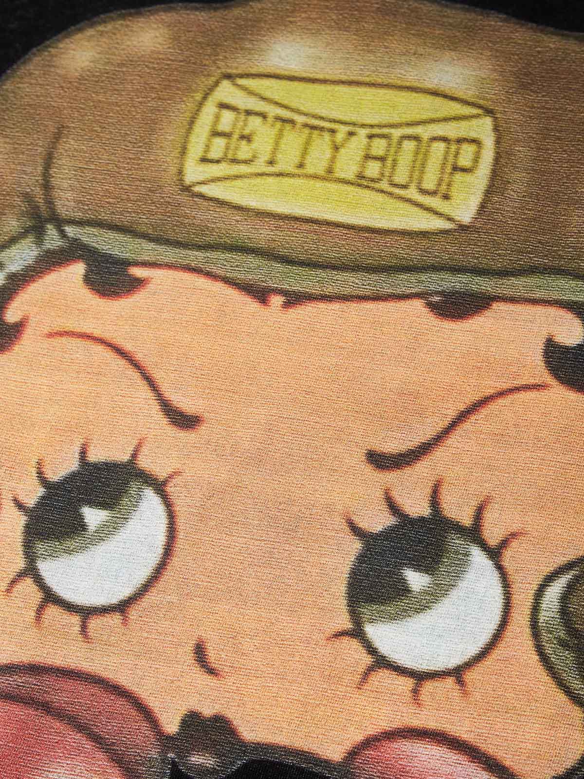 Cartoon girl Boxing Print Washed T-shirt