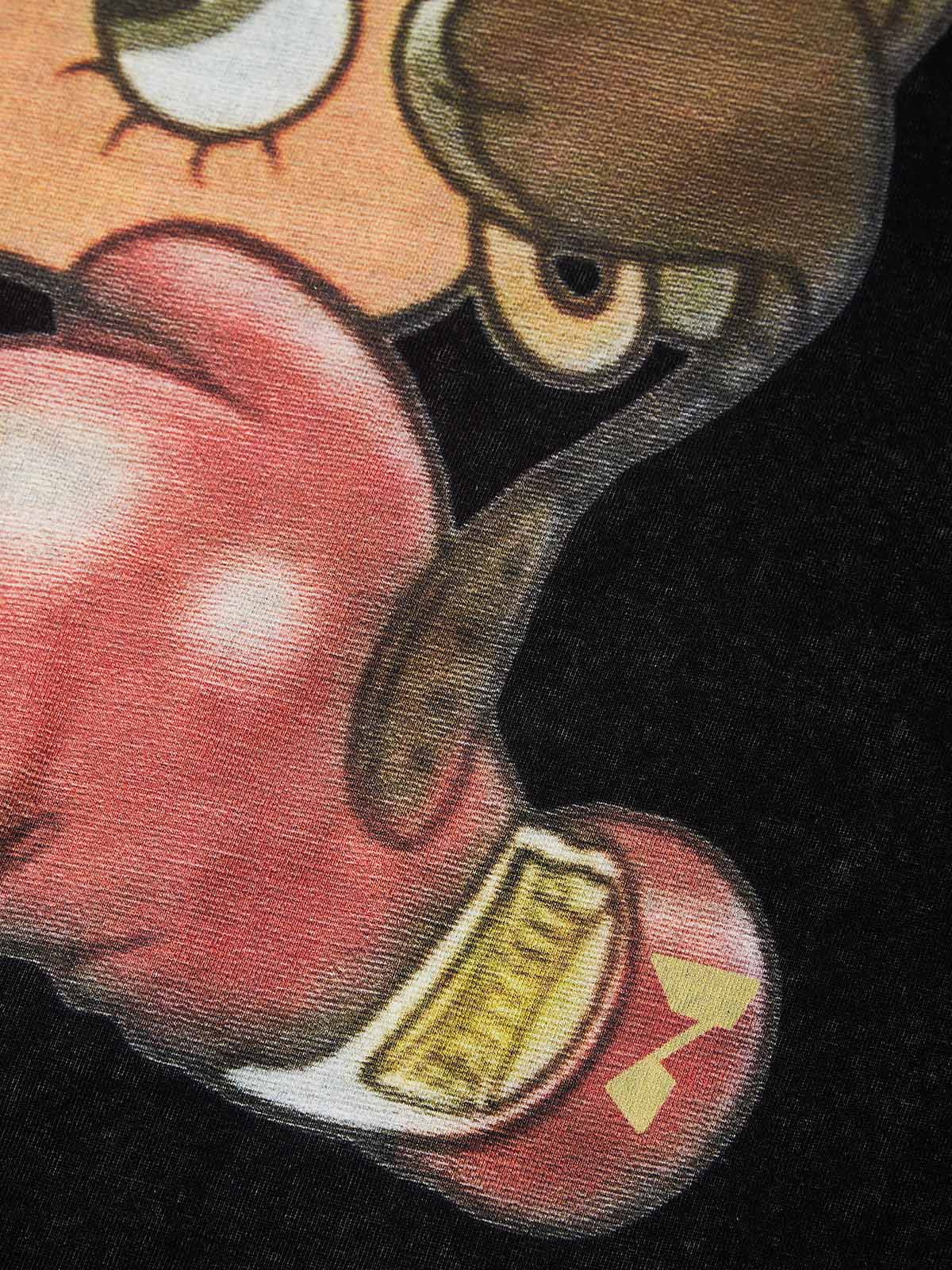 Cartoon girl Boxing Print Washed T-shirt