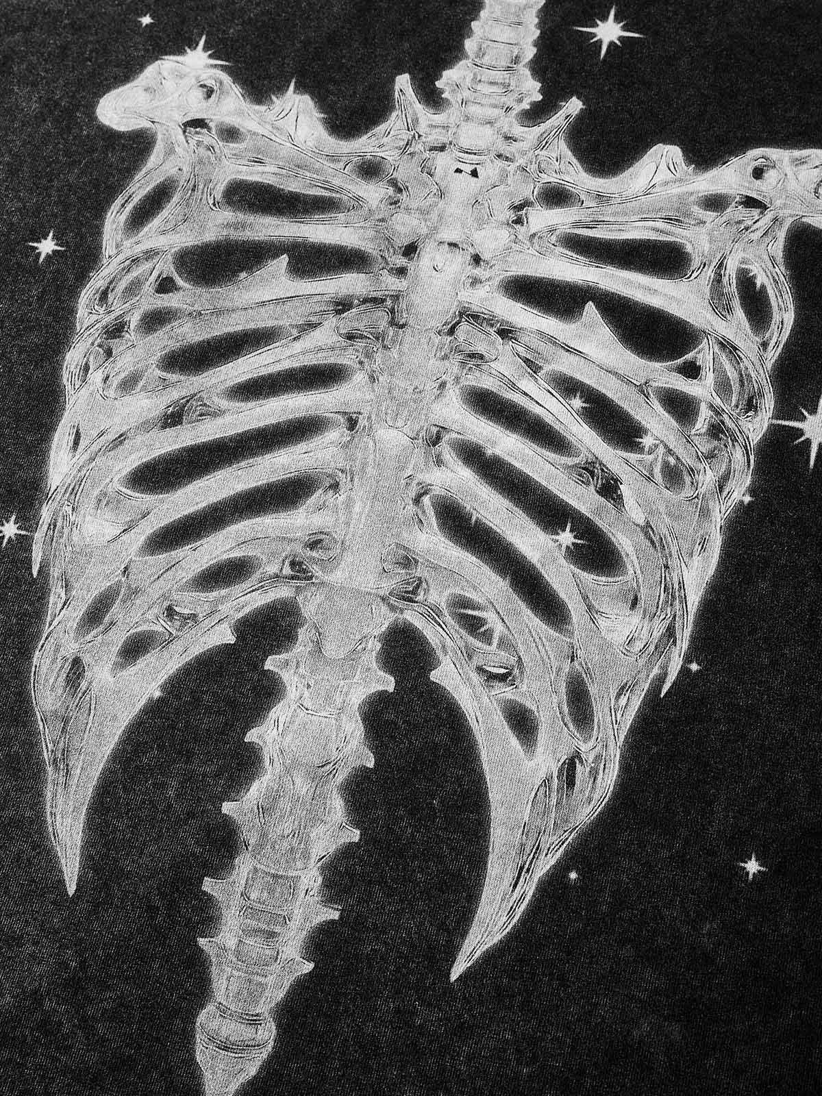 High Quality Cyber Metal Skull Print 300g T-shirt