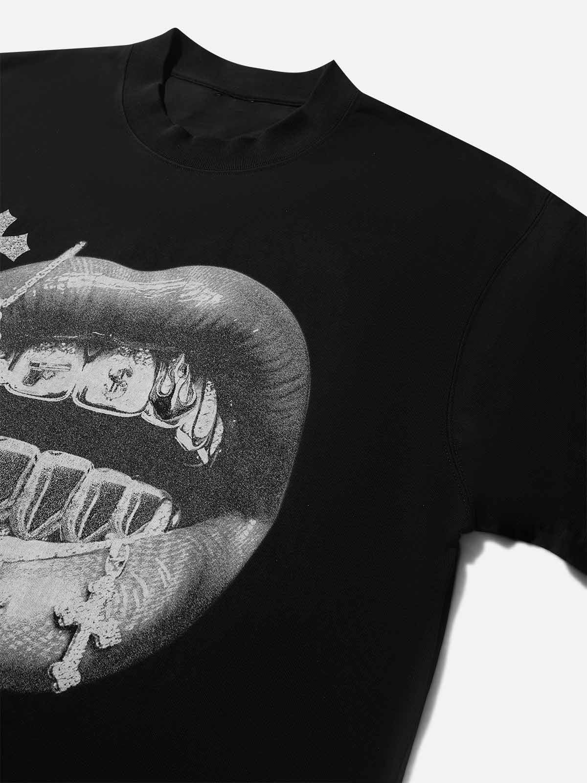 High quality Cross Vintage Grills Black Print 350g T-shirt