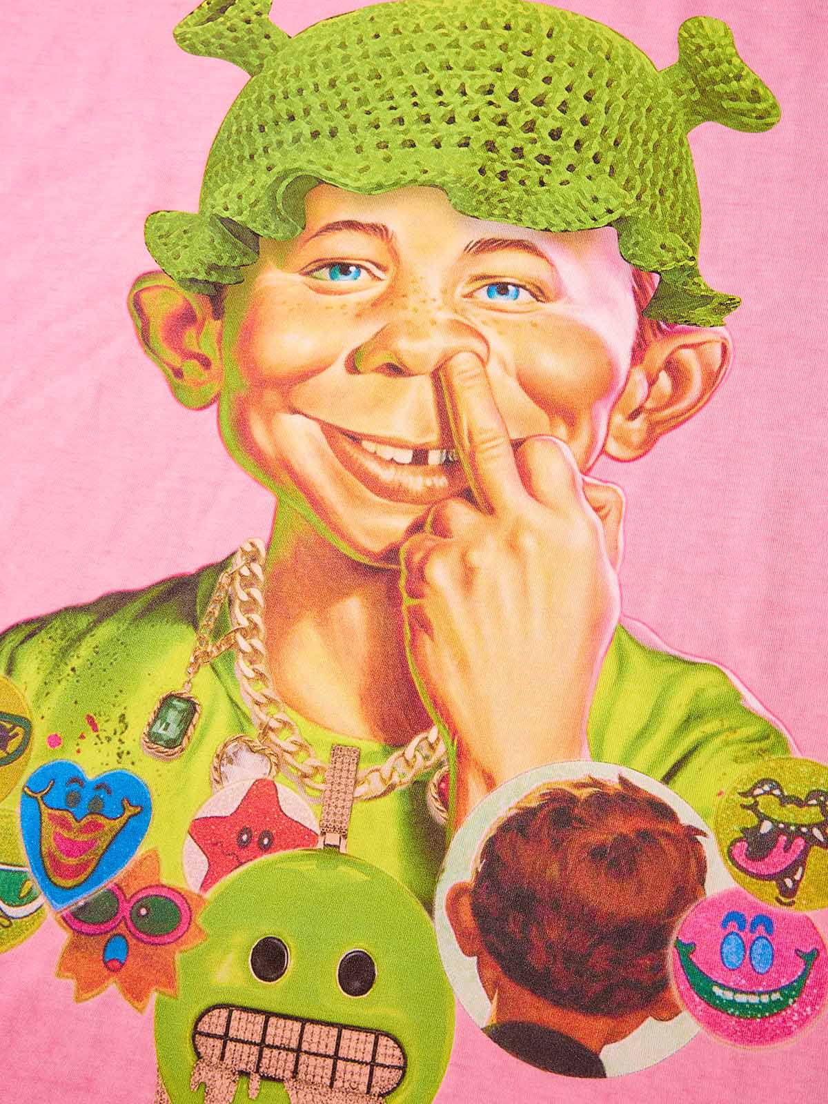 Bad Boy and His Shrek Crochet Hat Print T-shirt