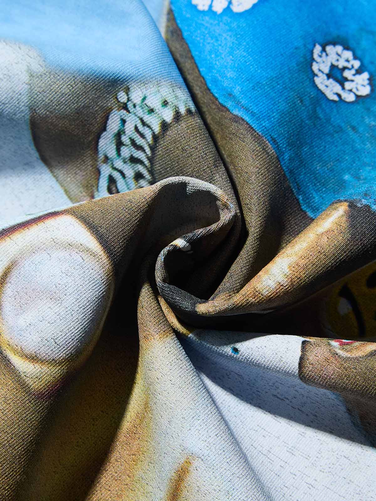 Blue Cotton Beanie Print T-shirt