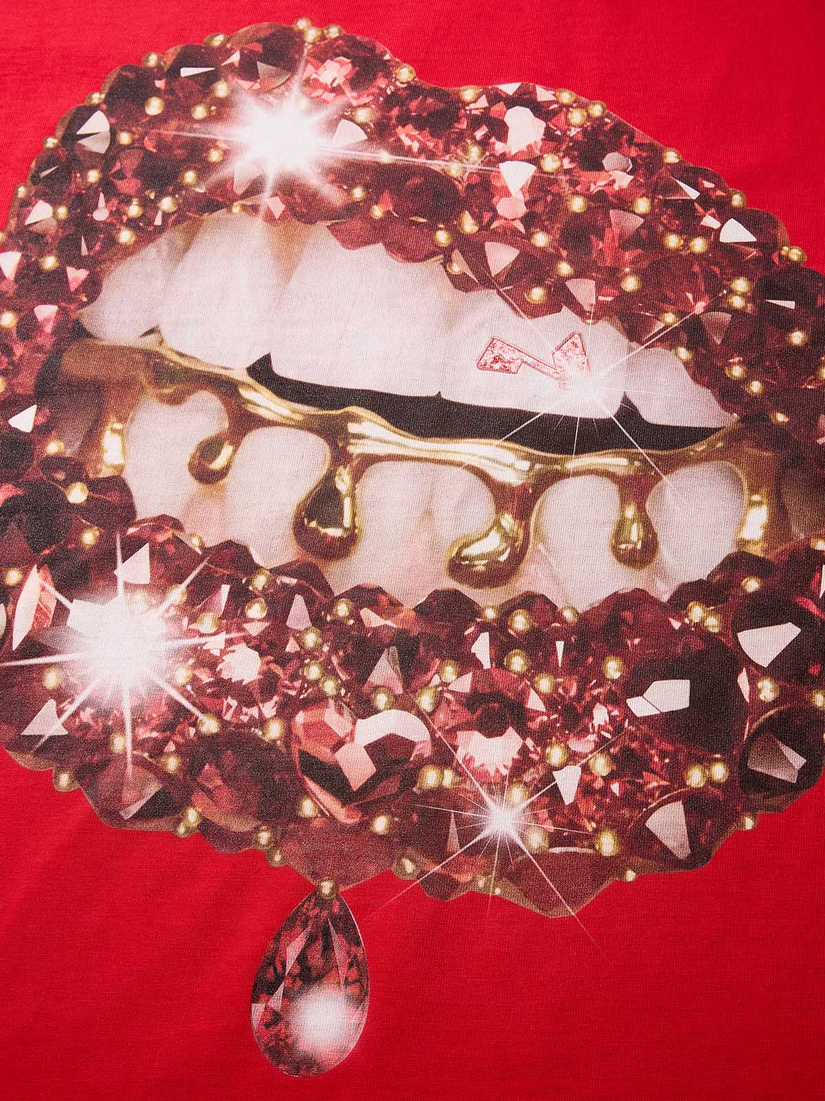 High quality Red Gem Sparkle Lip Print heavyweight T-shirt
