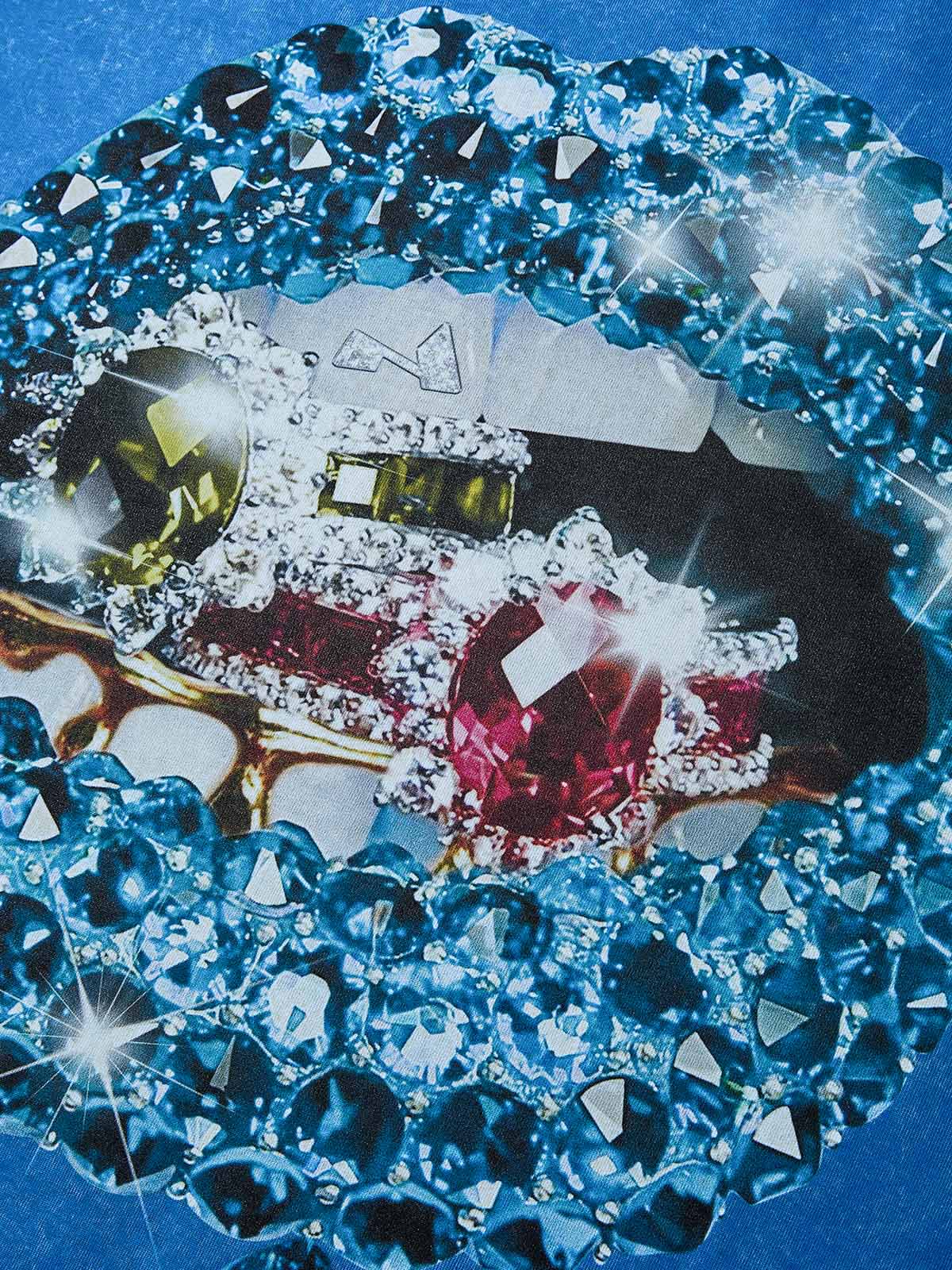 Glittering Blue Gemstone Wash Print T-shirt