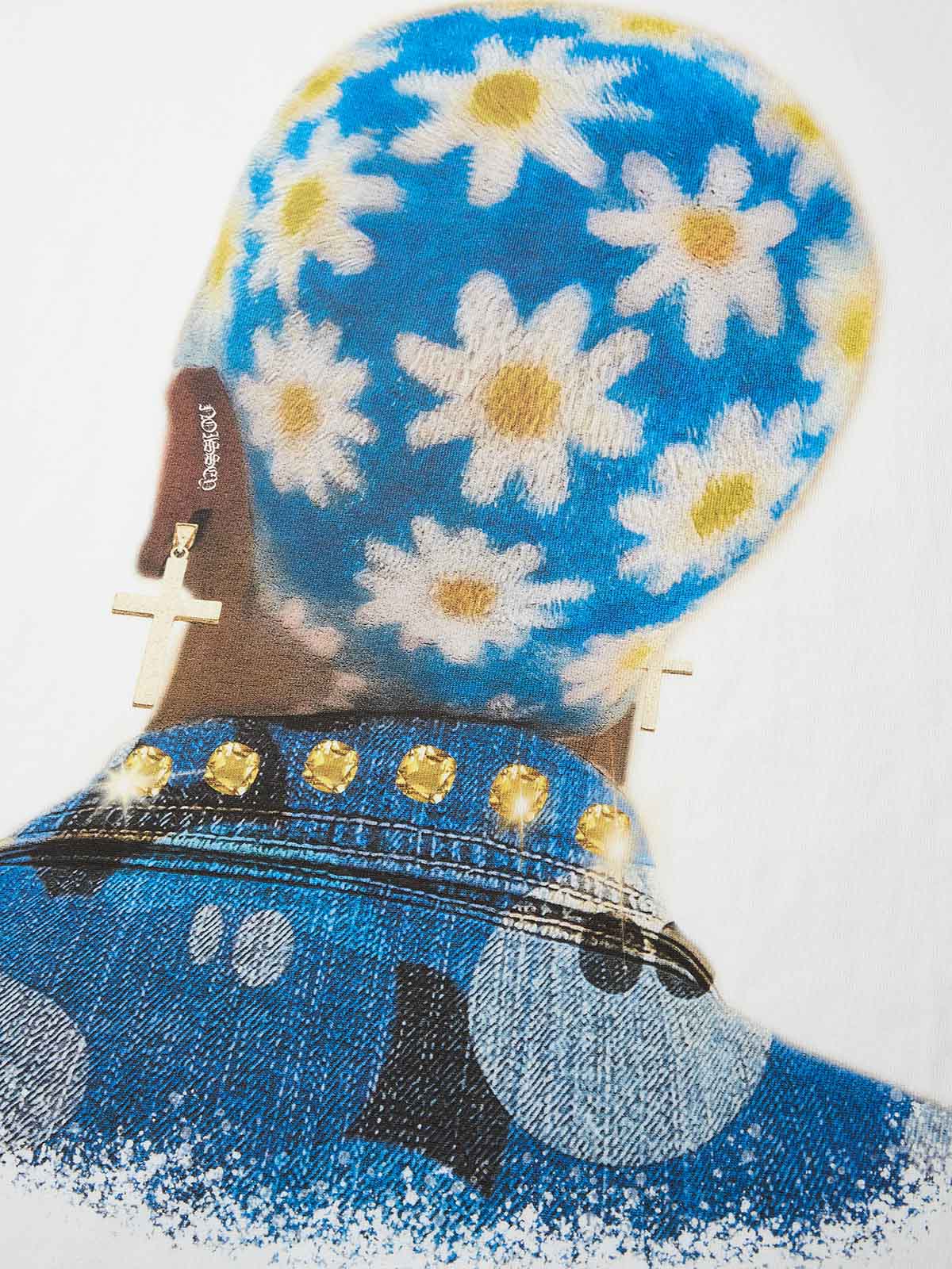 High-Quality Blue Daisy Hairstyle Print heavyweight T-shirt