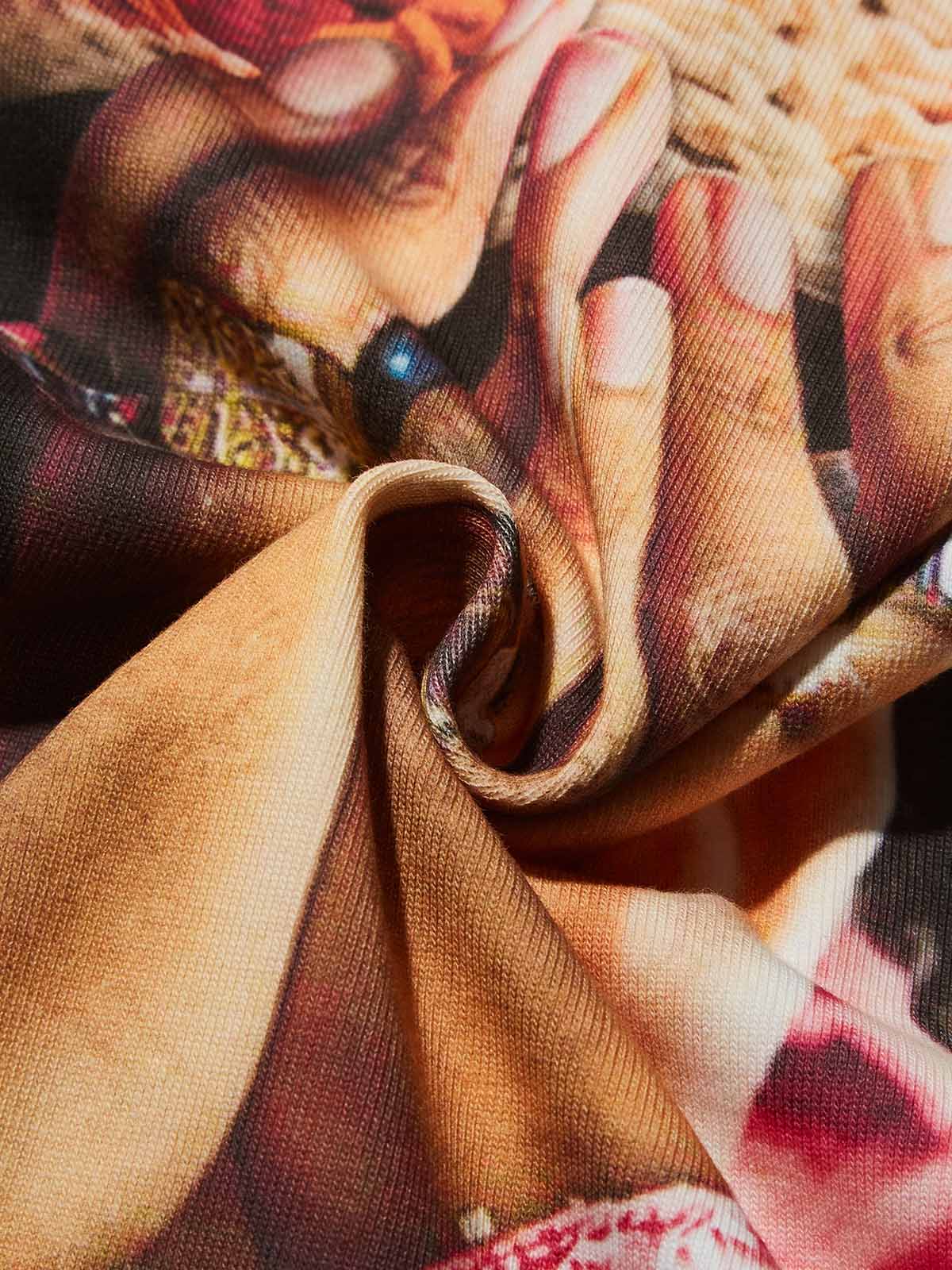 High Quality Jewel Ring & Orange Kitty Cap Wash Print heavyweight T-shirt