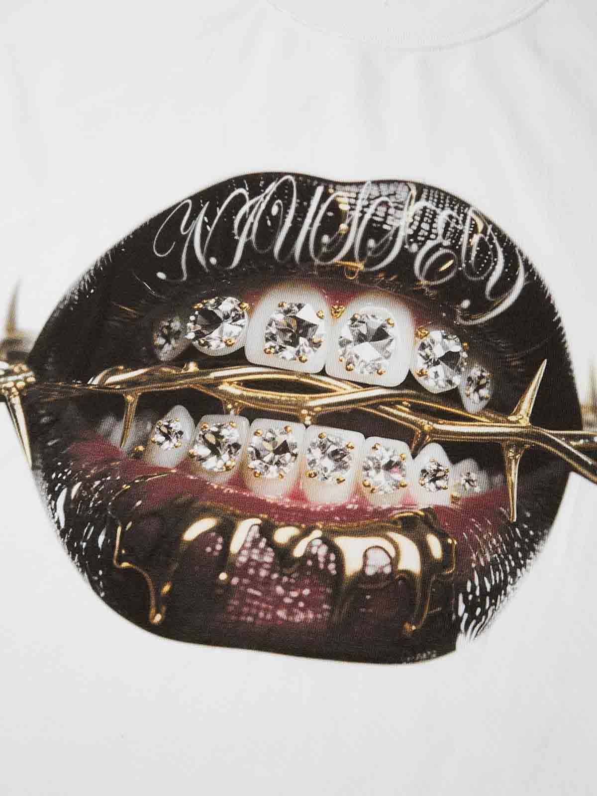 High Quality Thorn Diamond Lips Print 350g T-shirt