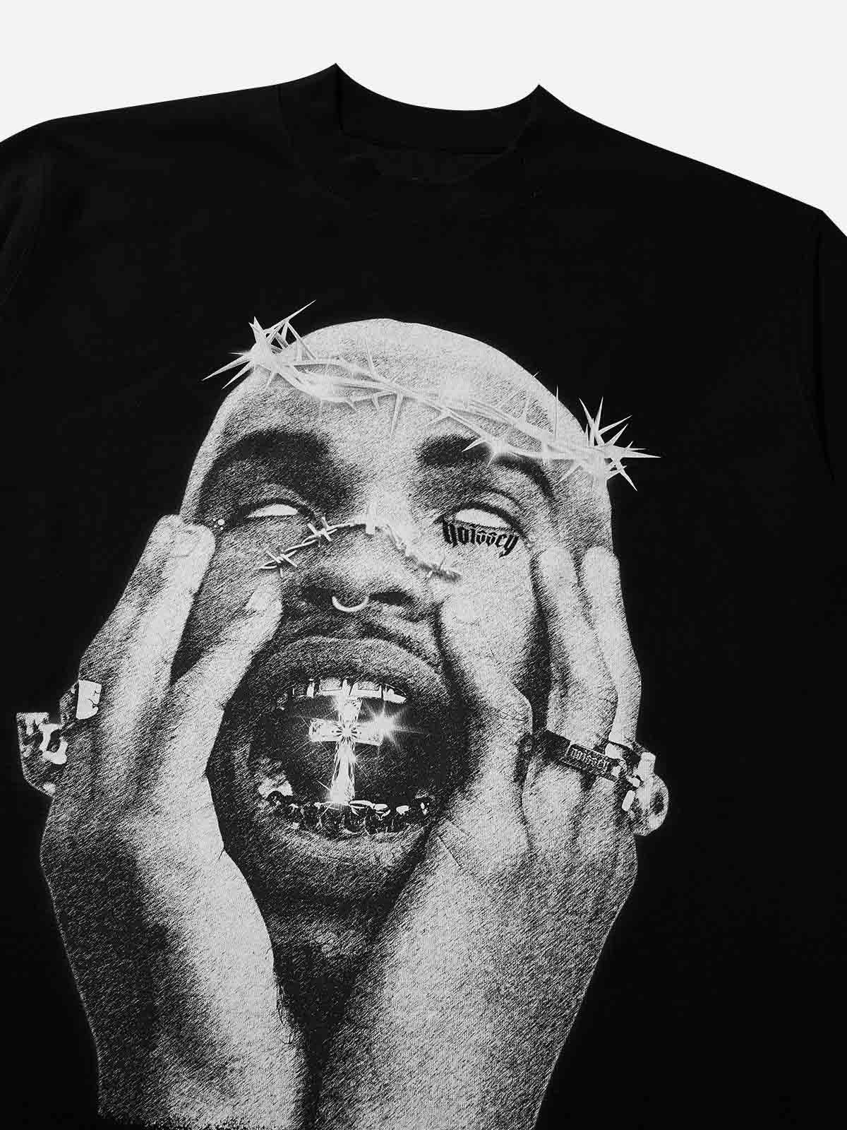 High Quality Vintage Portrait Thorn Print 350g T-shirt
