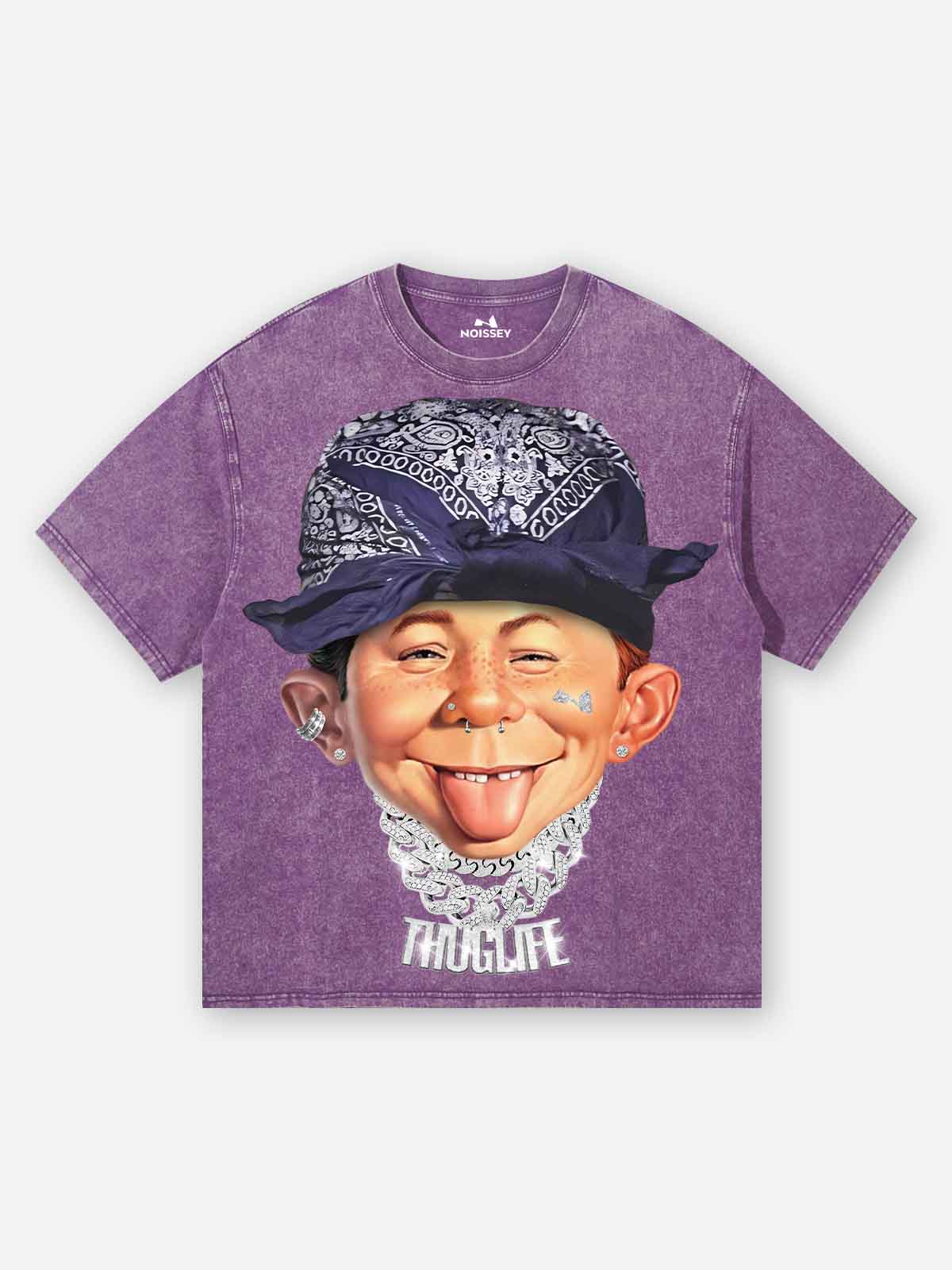 Bad Boy with Purple Paisley Headscarf Washed Print T-shirt