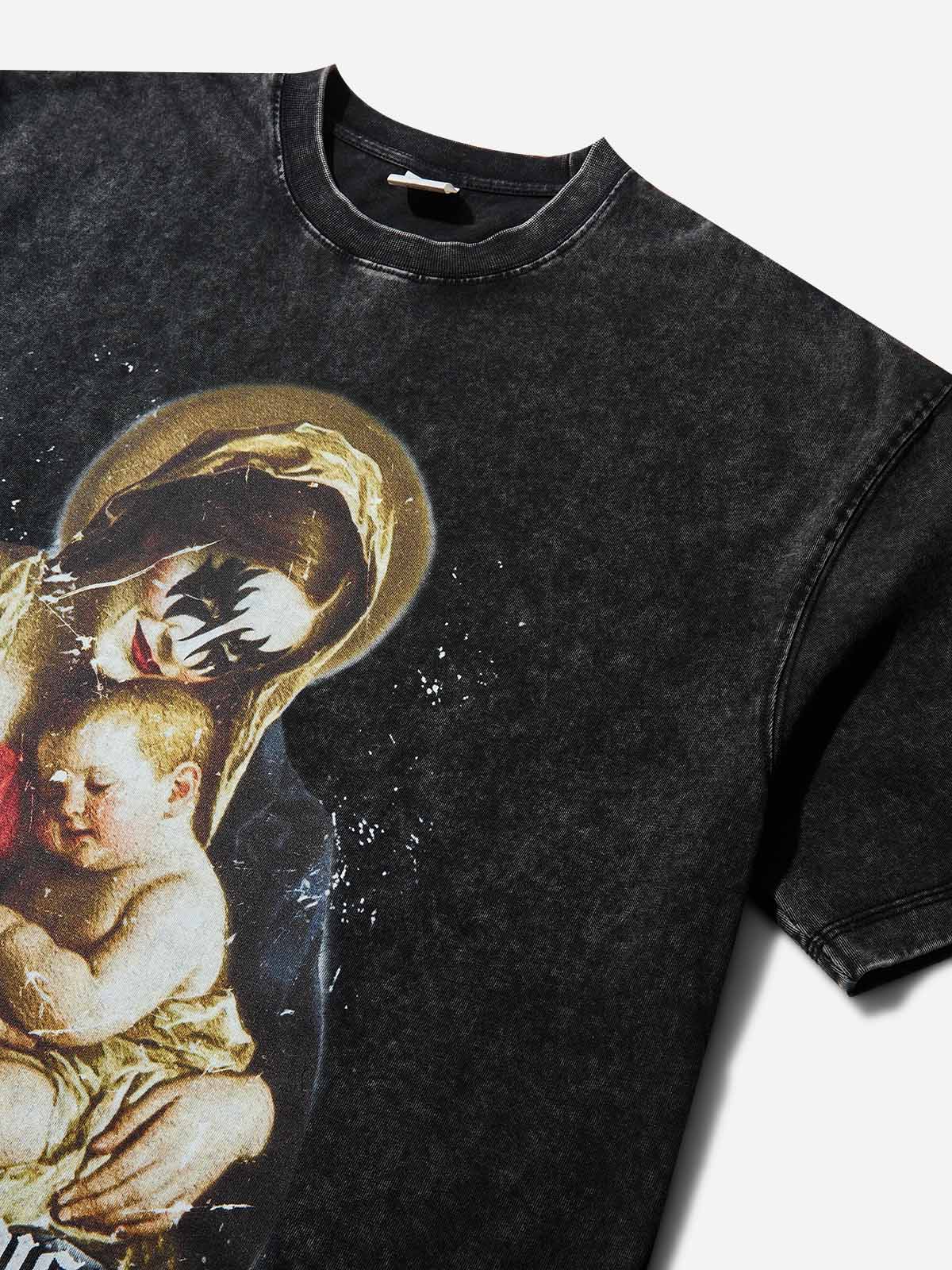 "Kiss" washed print T-shirt