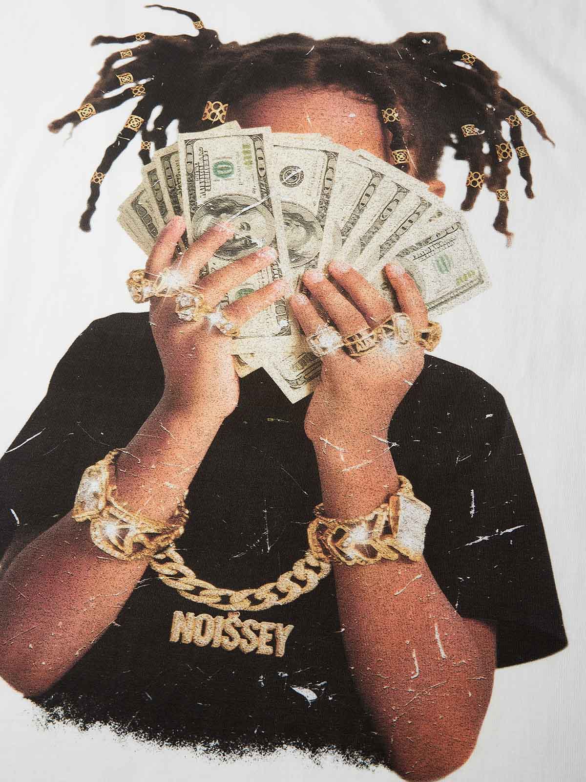 Wealthy Girl Counting Cash Print T-Shirt