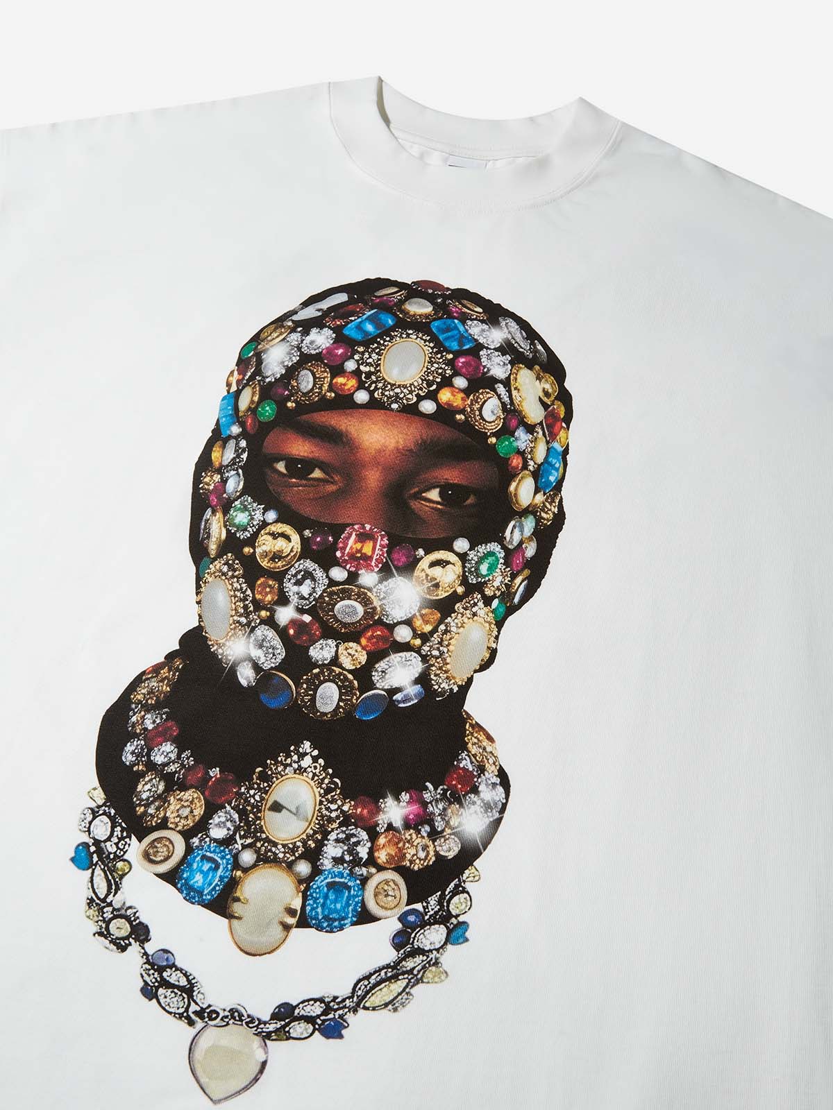 Luxurious Colorful Diamond Balaclava Print 310g T-shirt